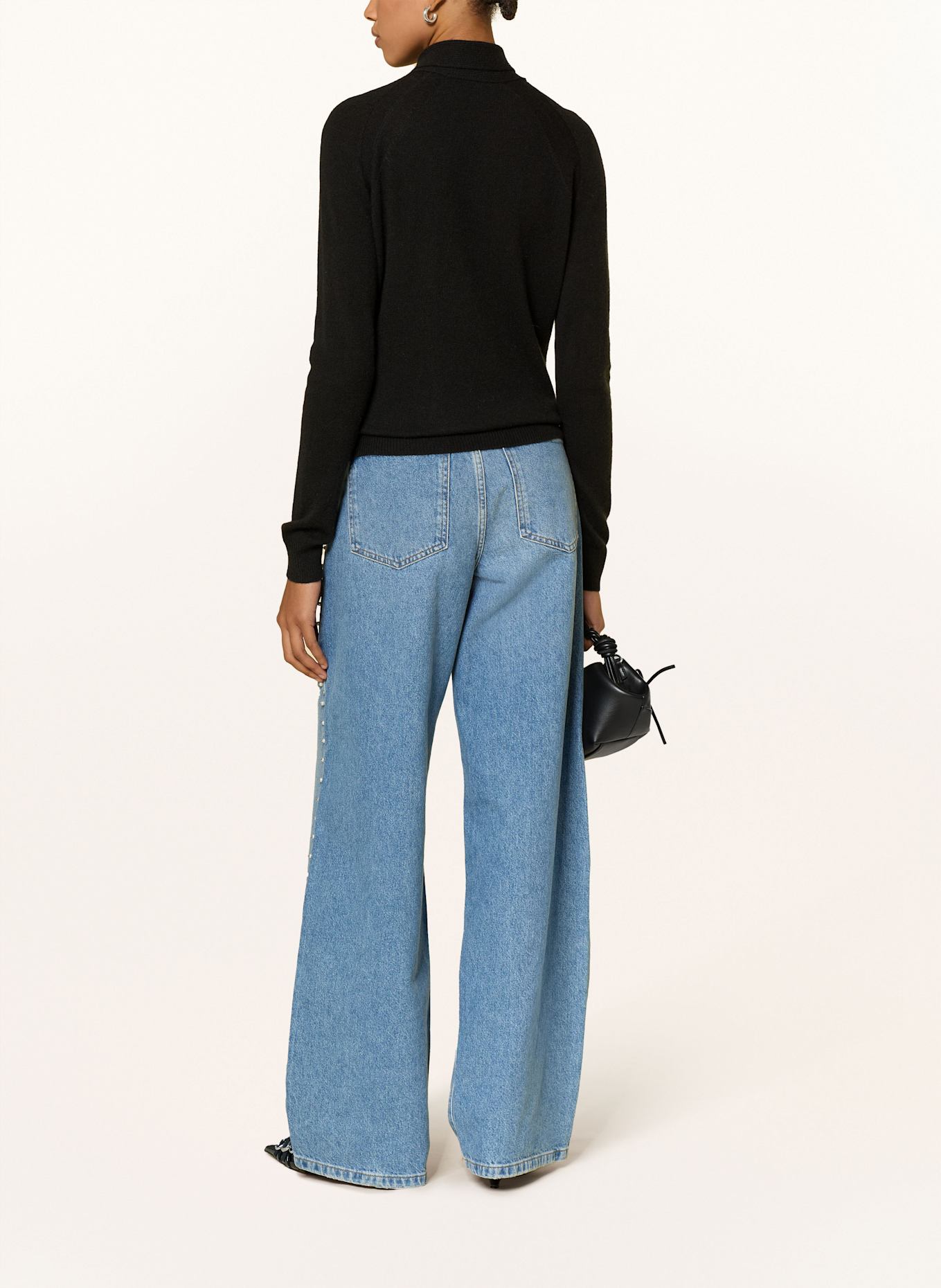 ESSENTIEL ANTWERP Pull en cachemire INVITED avec col lavallière: NOIR