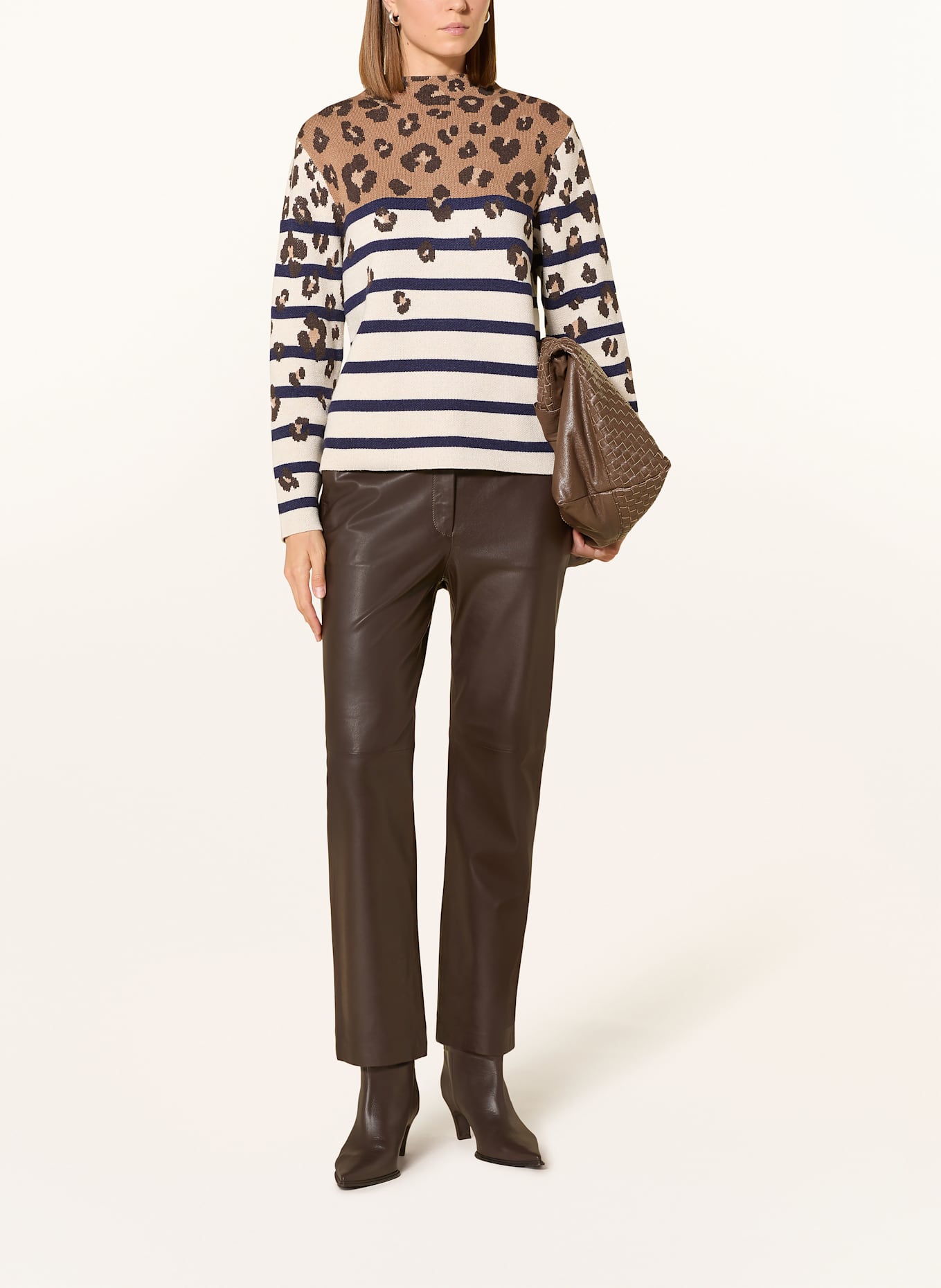 oui Pullover: CREME / HELLBRAUN / DUNKELBLAU