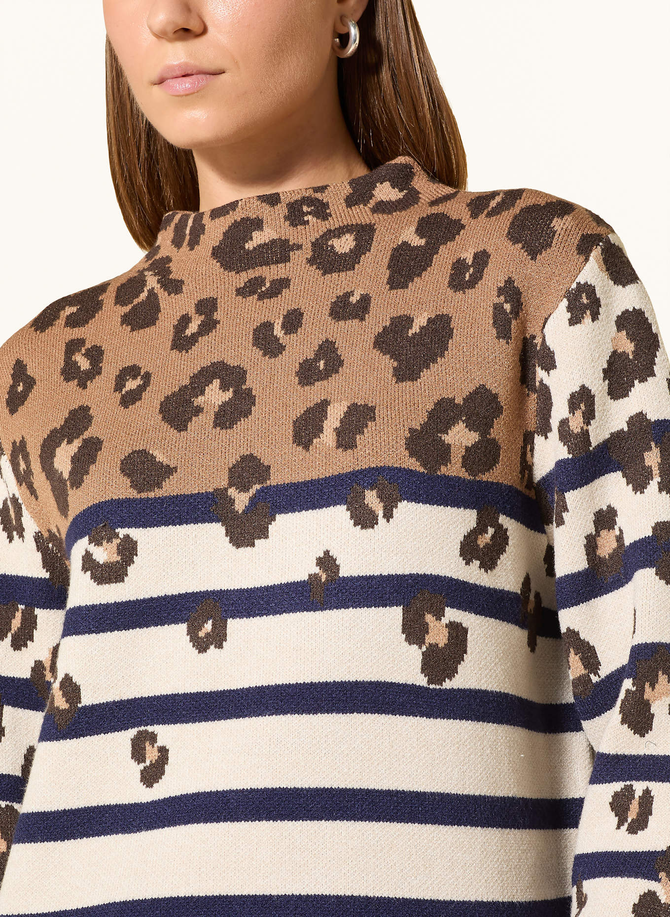 oui Pullover: CREME / HELLBRAUN / DUNKELBLAU