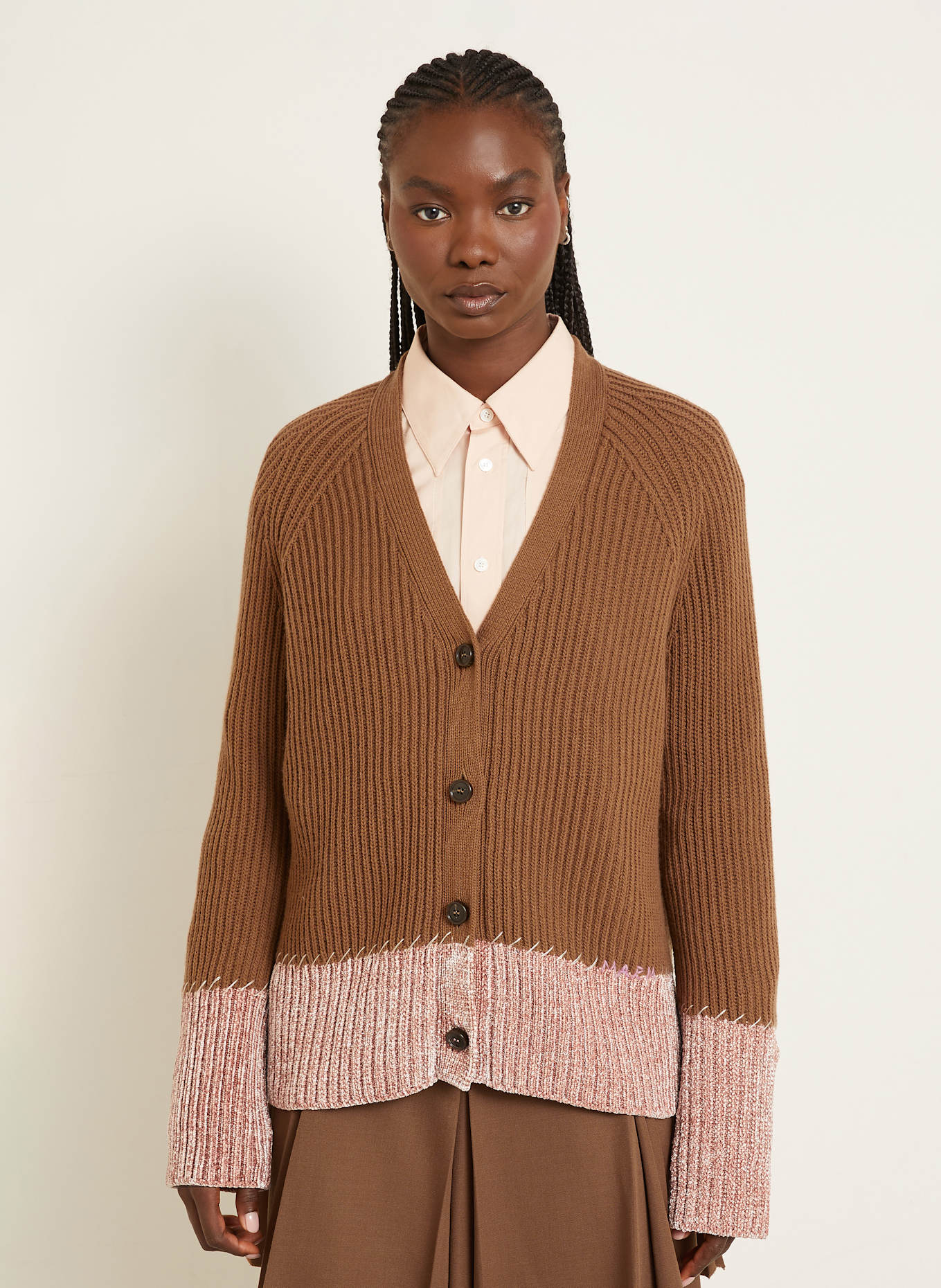 MARNI Kardigan: BRĄZOWY / BLADORÓŻOWY