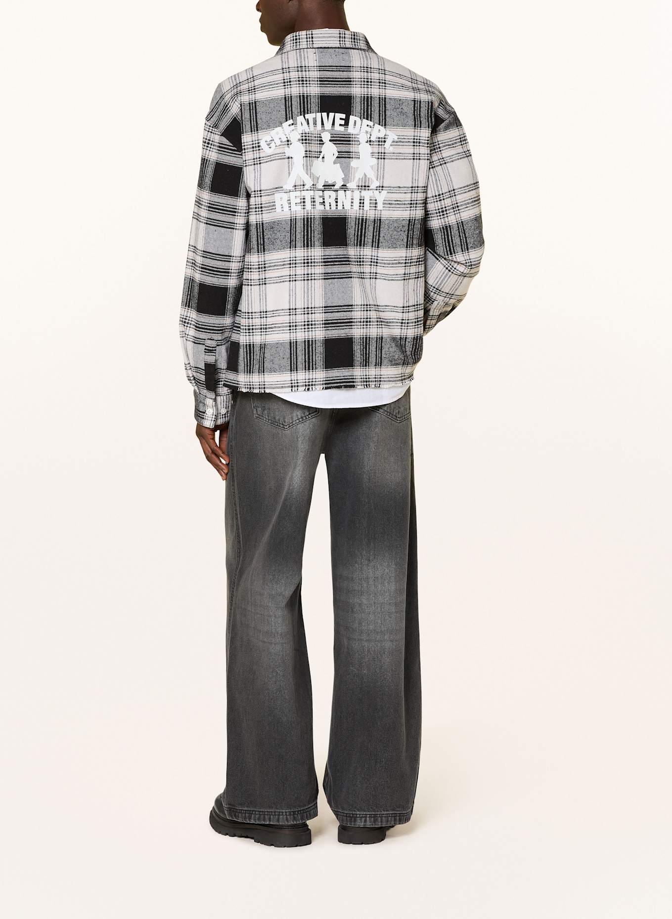 RETERNITY Flanell-Overshirt: SCHWARZ / WEISS