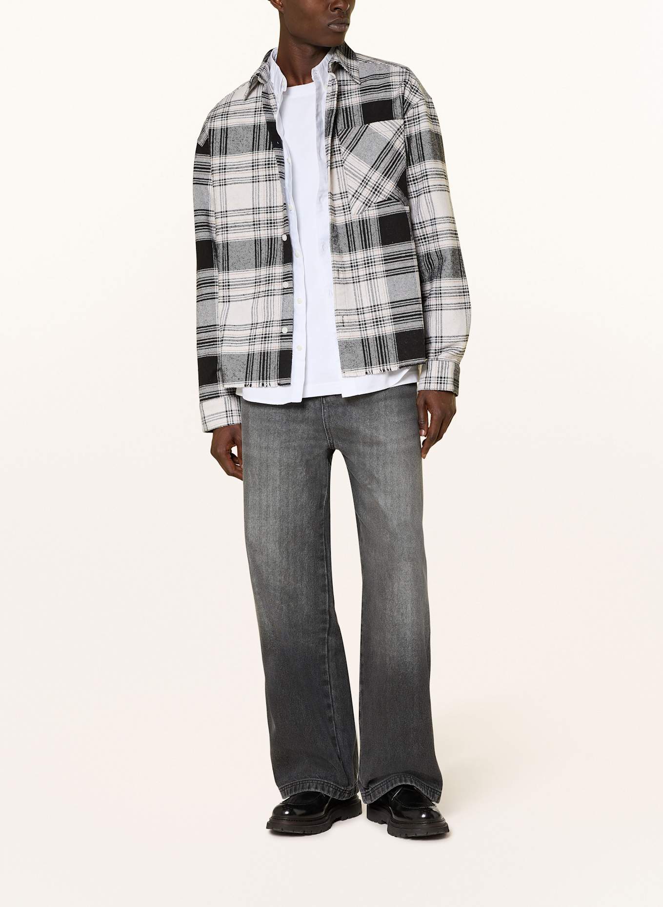 RETERNITY Flanell-Overshirt: SCHWARZ / WEISS