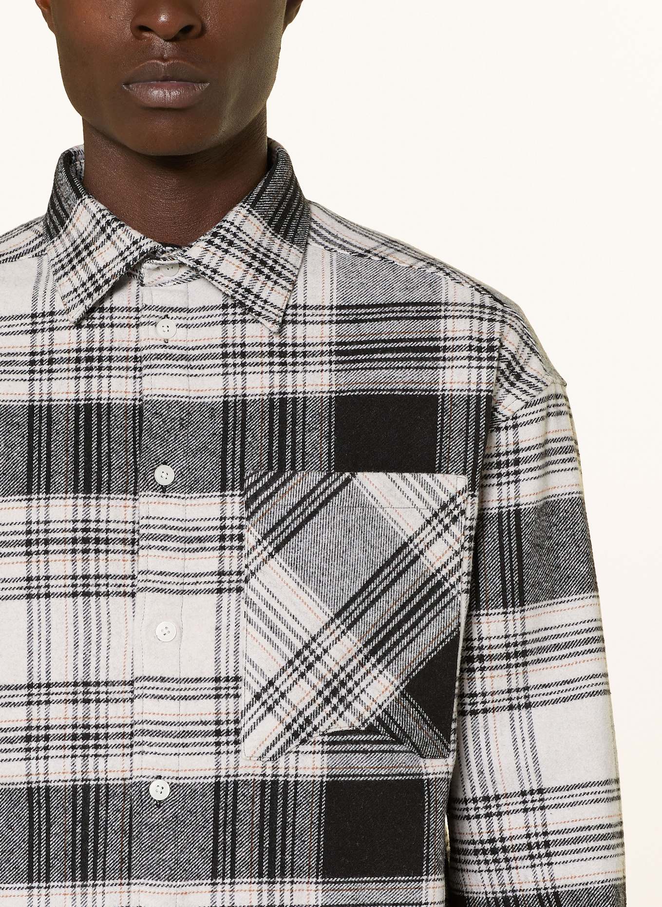 RETERNITY Flanell-Overshirt: SCHWARZ / WEISS