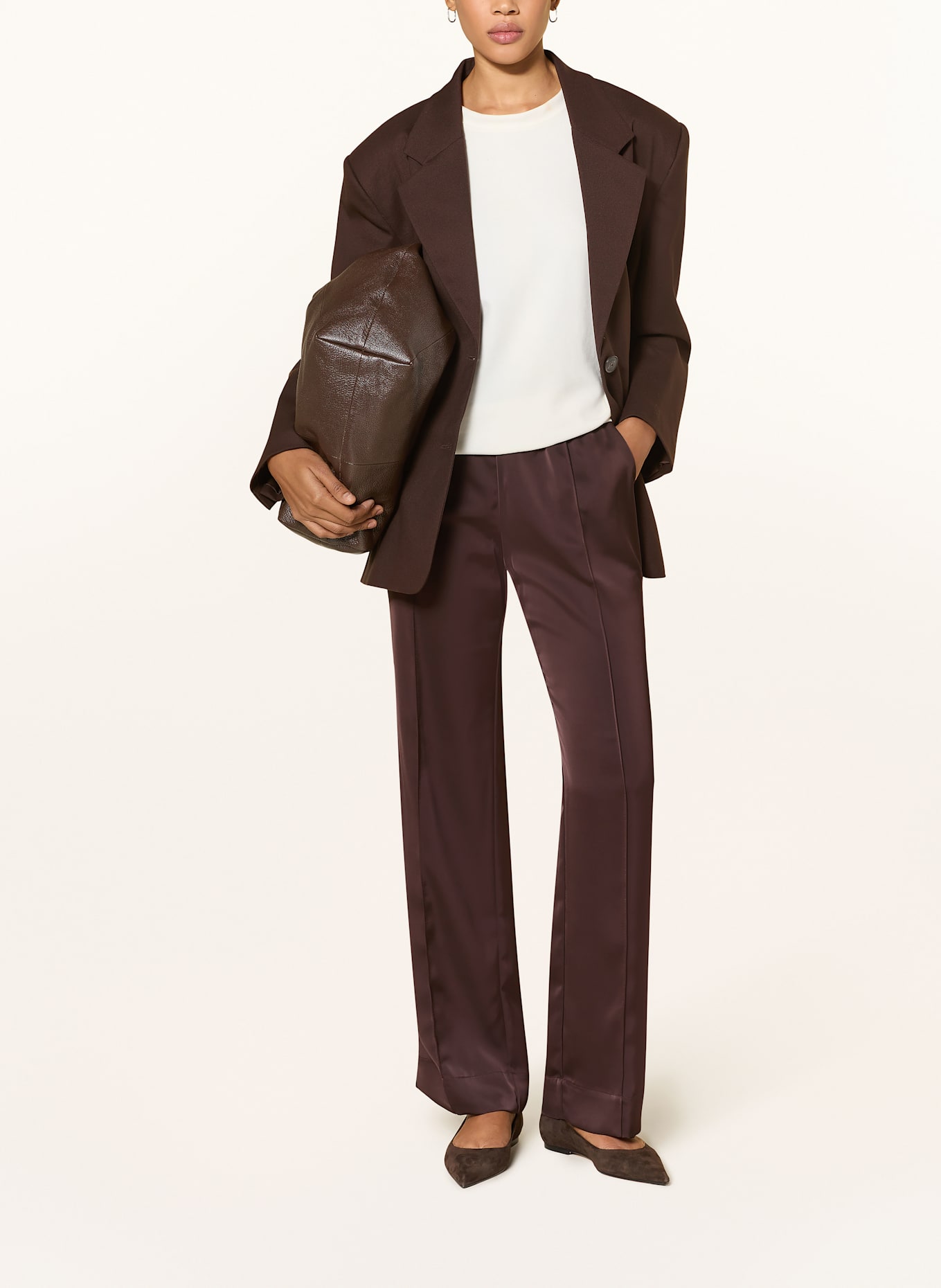 MAX & Co. Marlenehose GOLFO aus Satin: DUNKELBRAUN