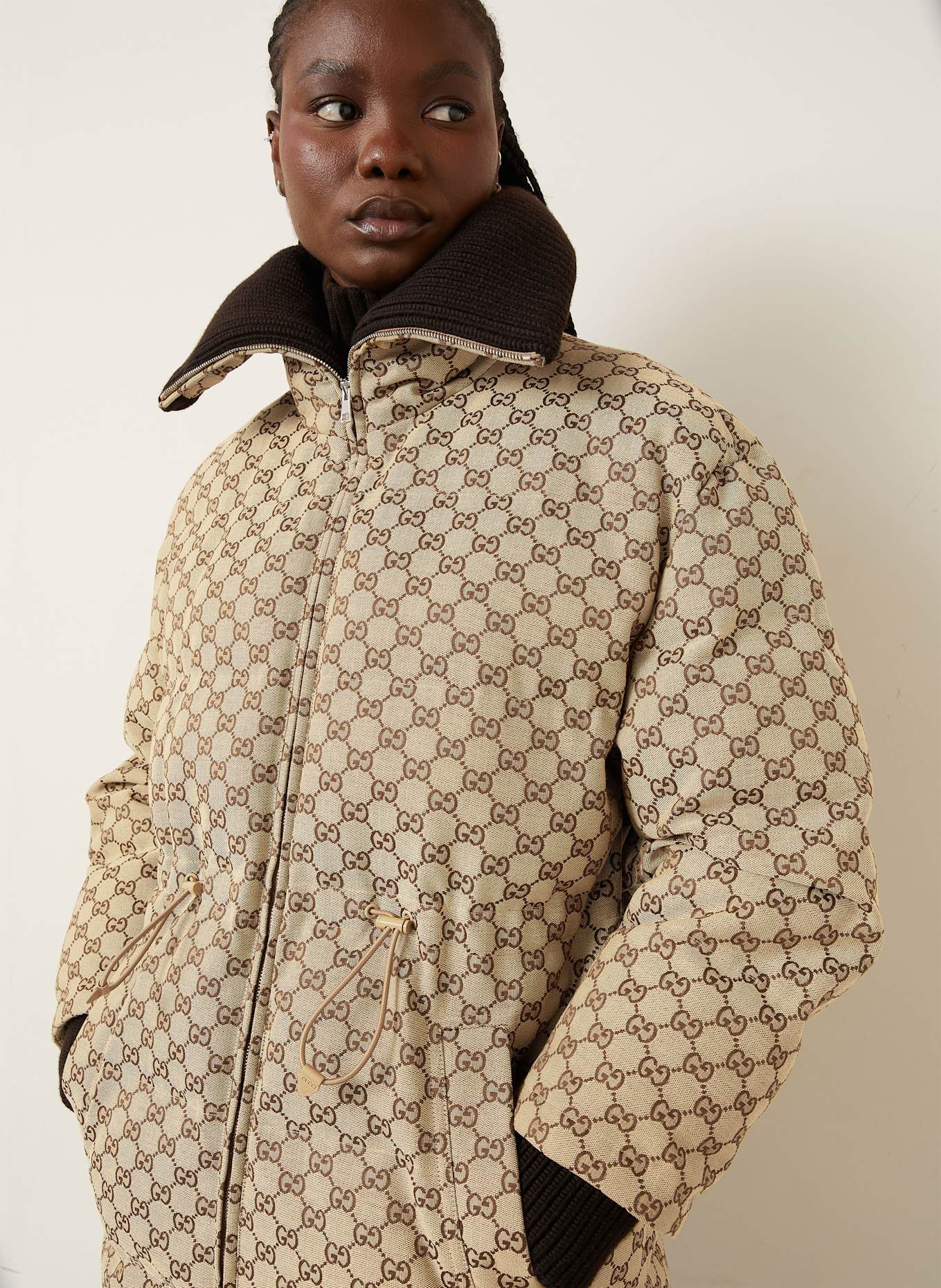 GUCCI Steppjacke: CAMEL / DUNKELBRAUN