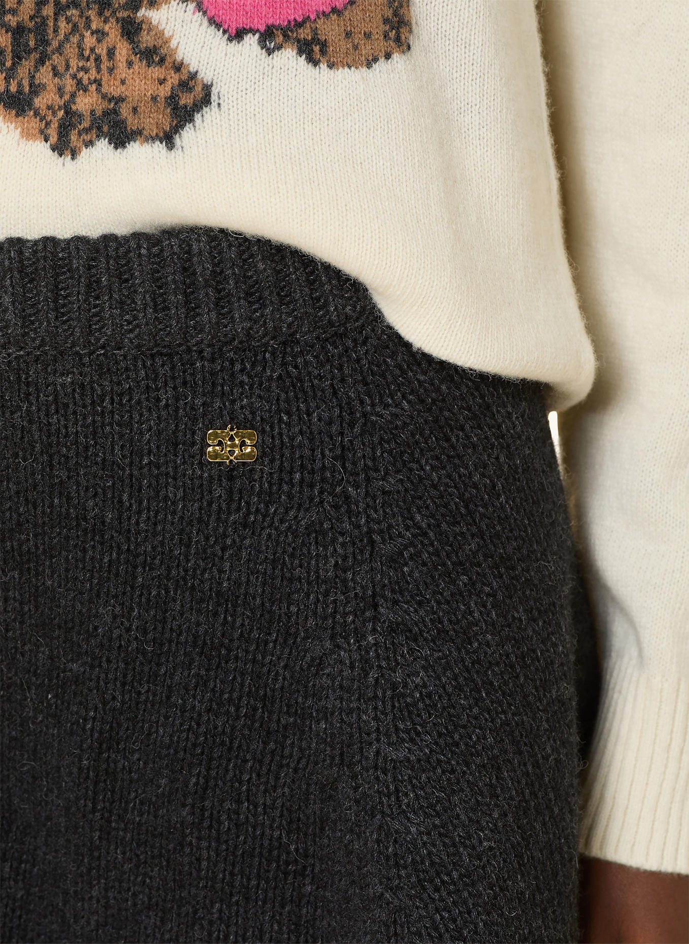 GANNI Strickrock: DUNKELGRAU