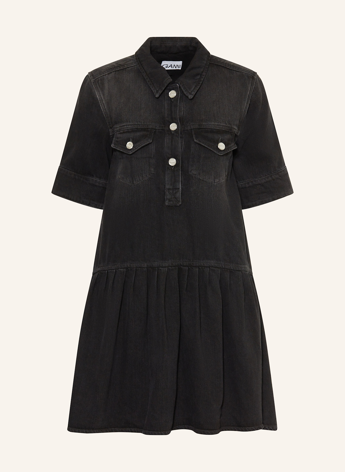 GANNI Jeanskleid: SCHWARZ