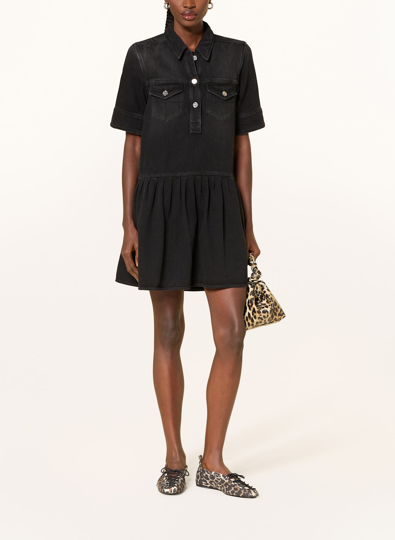 GANNI Jeanskleid: SCHWARZ