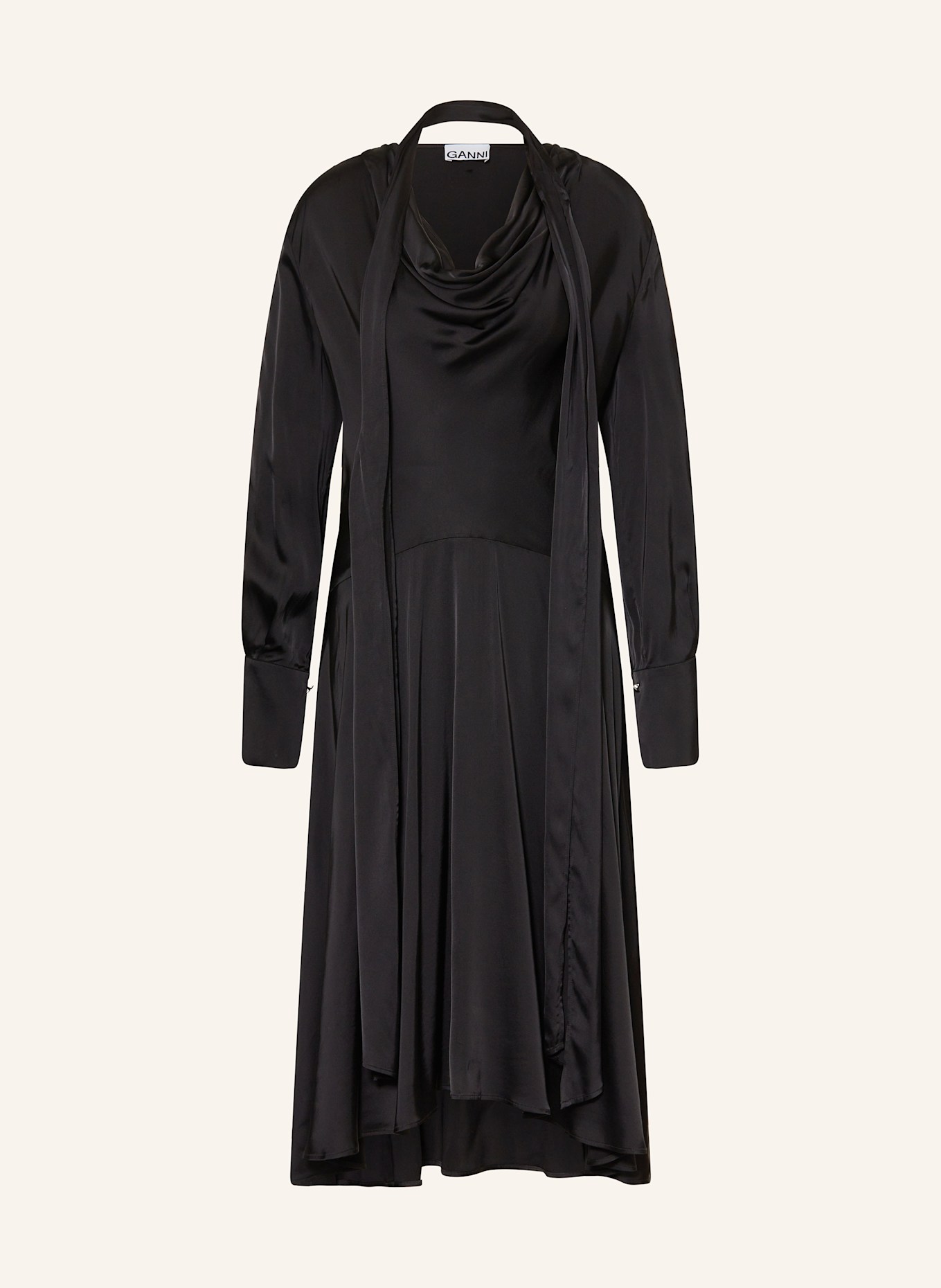 GANNI Satinkleid: SCHWARZ