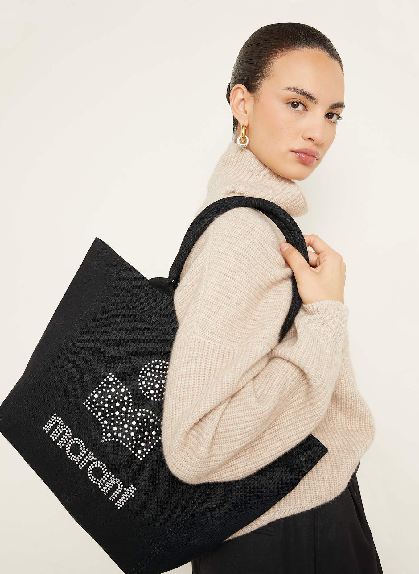 ISABEL MARANT Torba shopper YENKY z ćwiekami: CZARNY