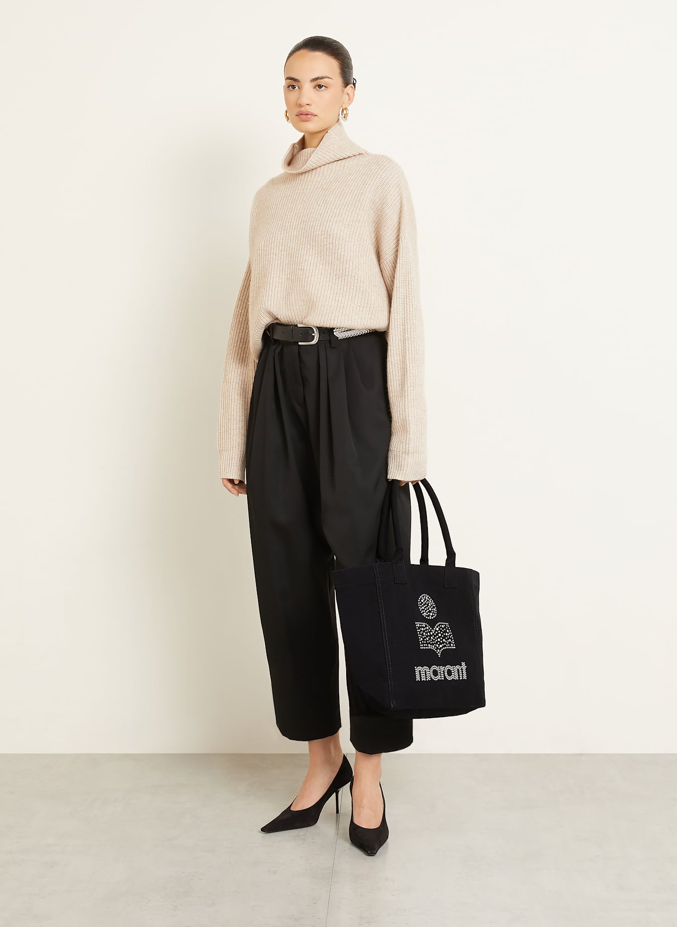 ISABEL MARANT Torba shopper YENKY z ćwiekami: CZARNY