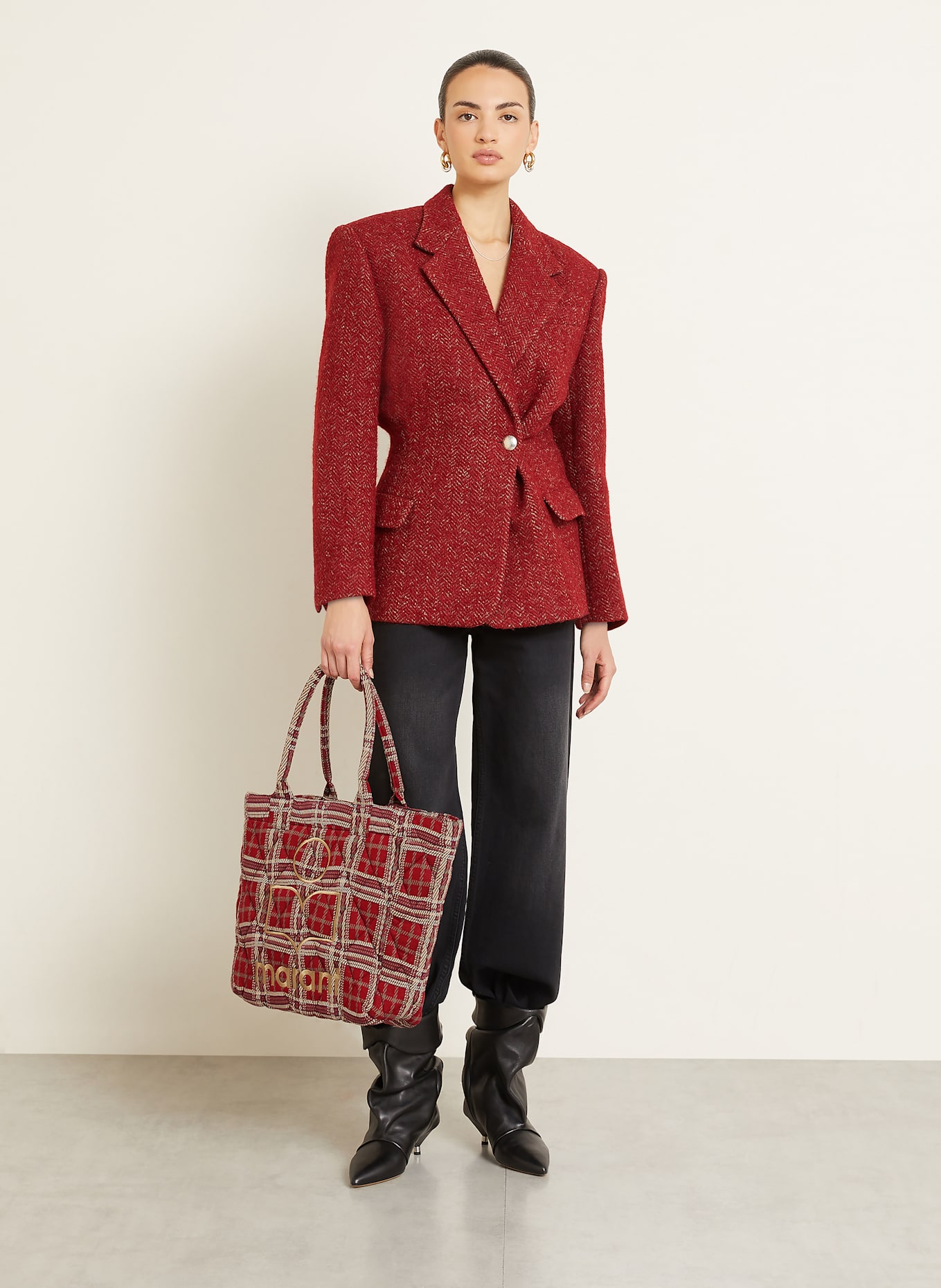 ISABEL MARANT Torba shopper: CZERWONY / BEŻOWY / OLIWKOWY