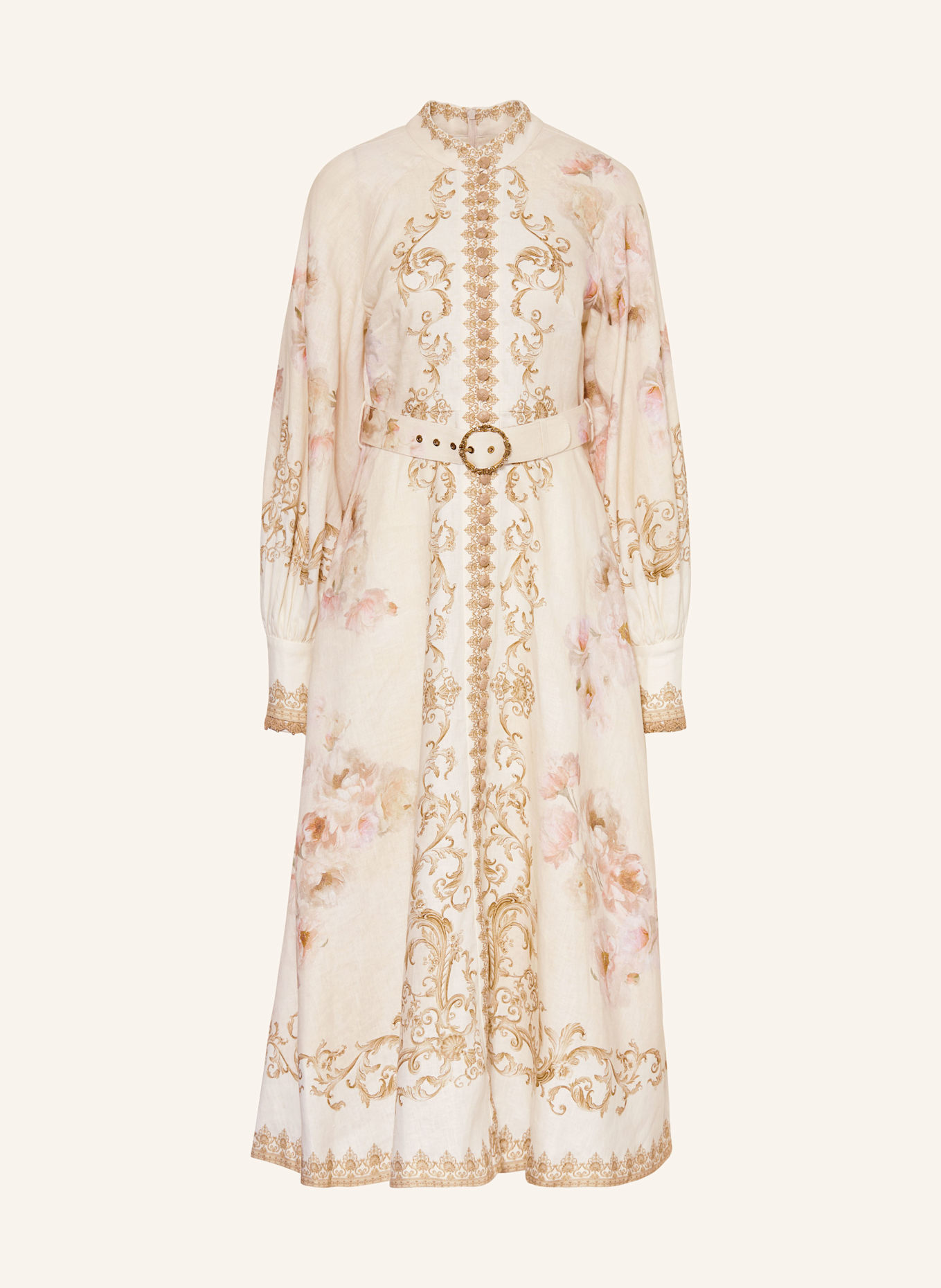 ZIMMERMANN Leinenkleid HYPNOTIC: CREME / HELLROSA / HELLBLAU