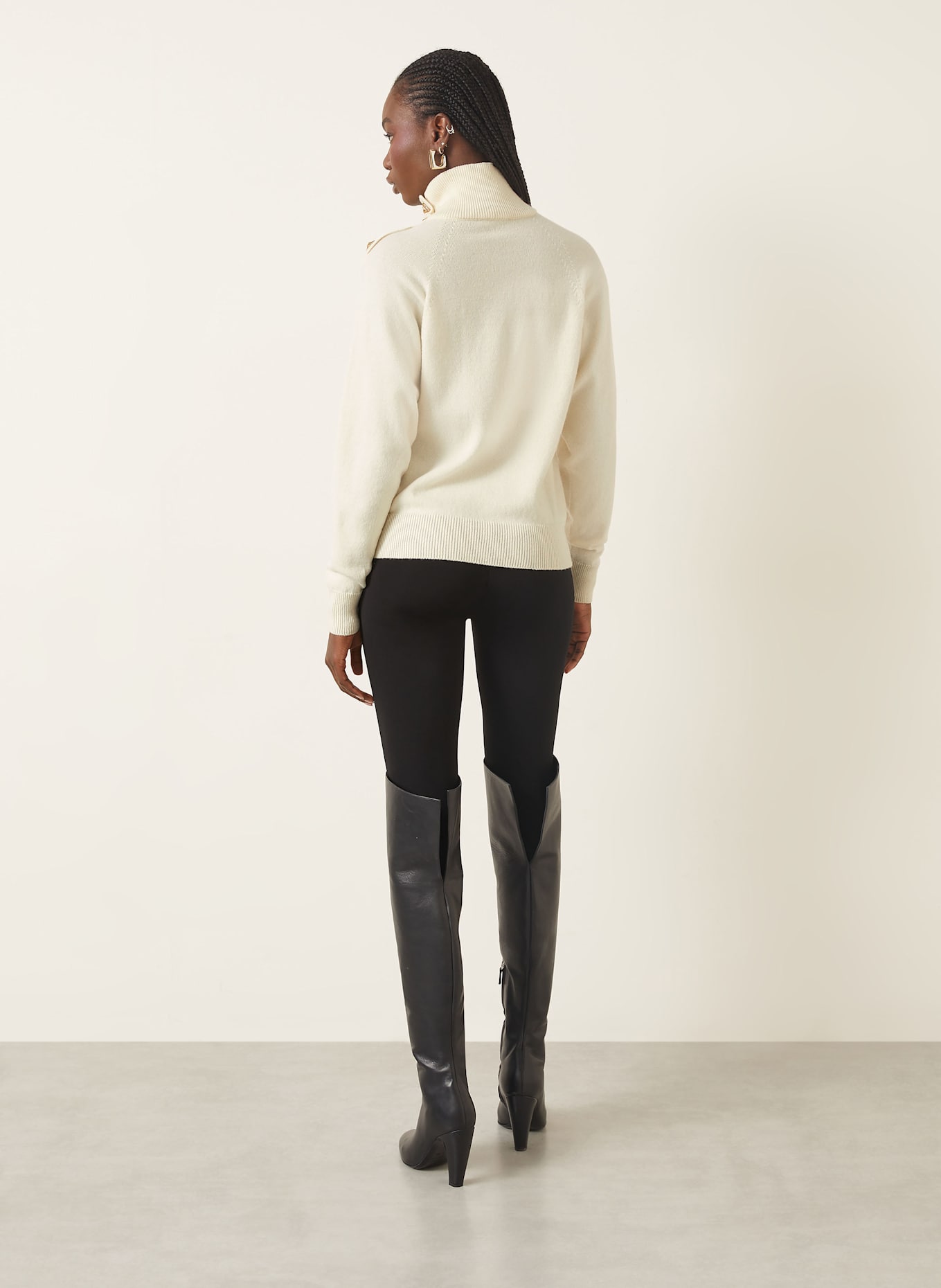 BALMAIN Sweter z dodatkiem kaszmiru: ECRU