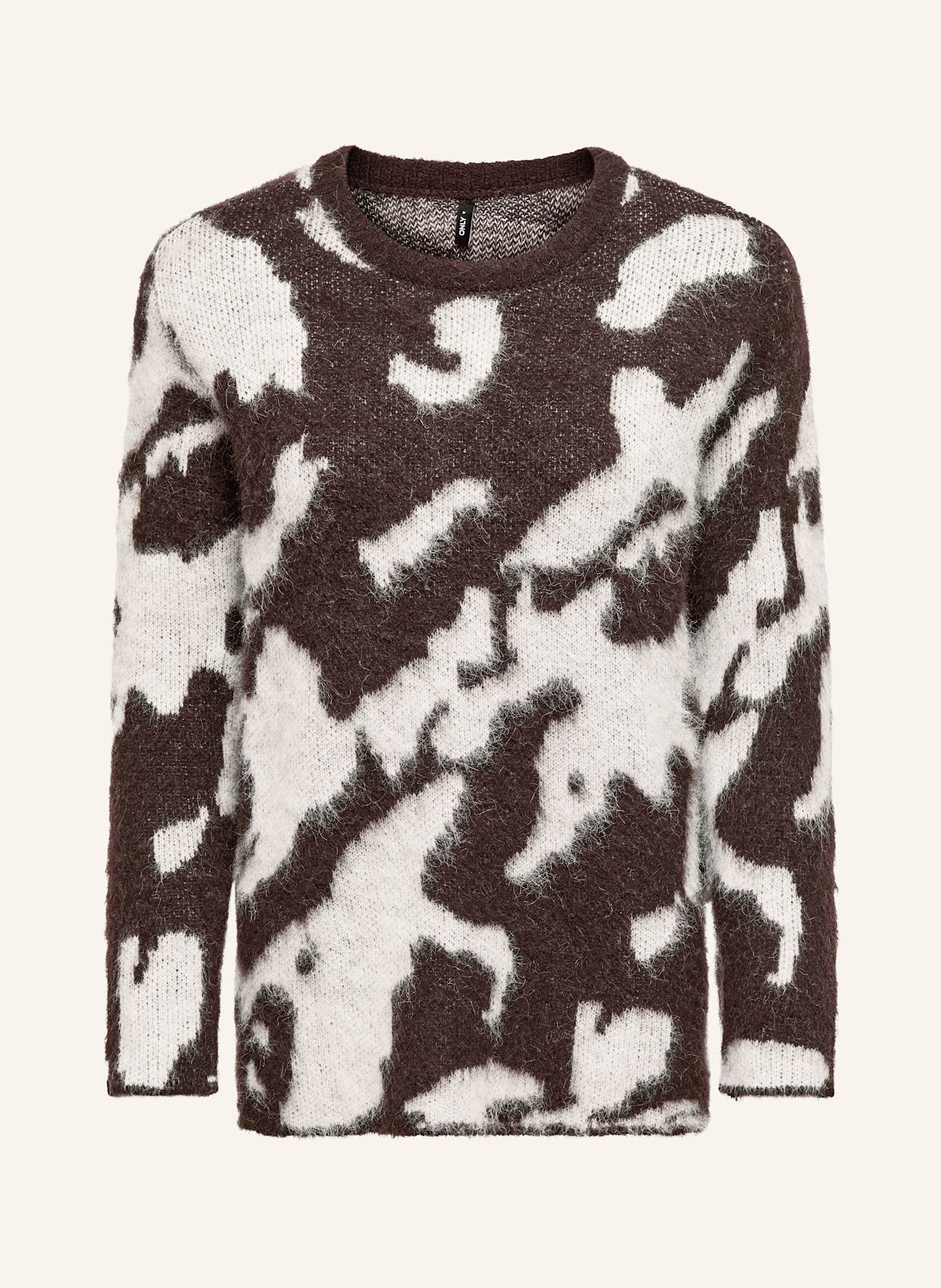 ONLY Pullover: DUNKELBRAUN / WEISS