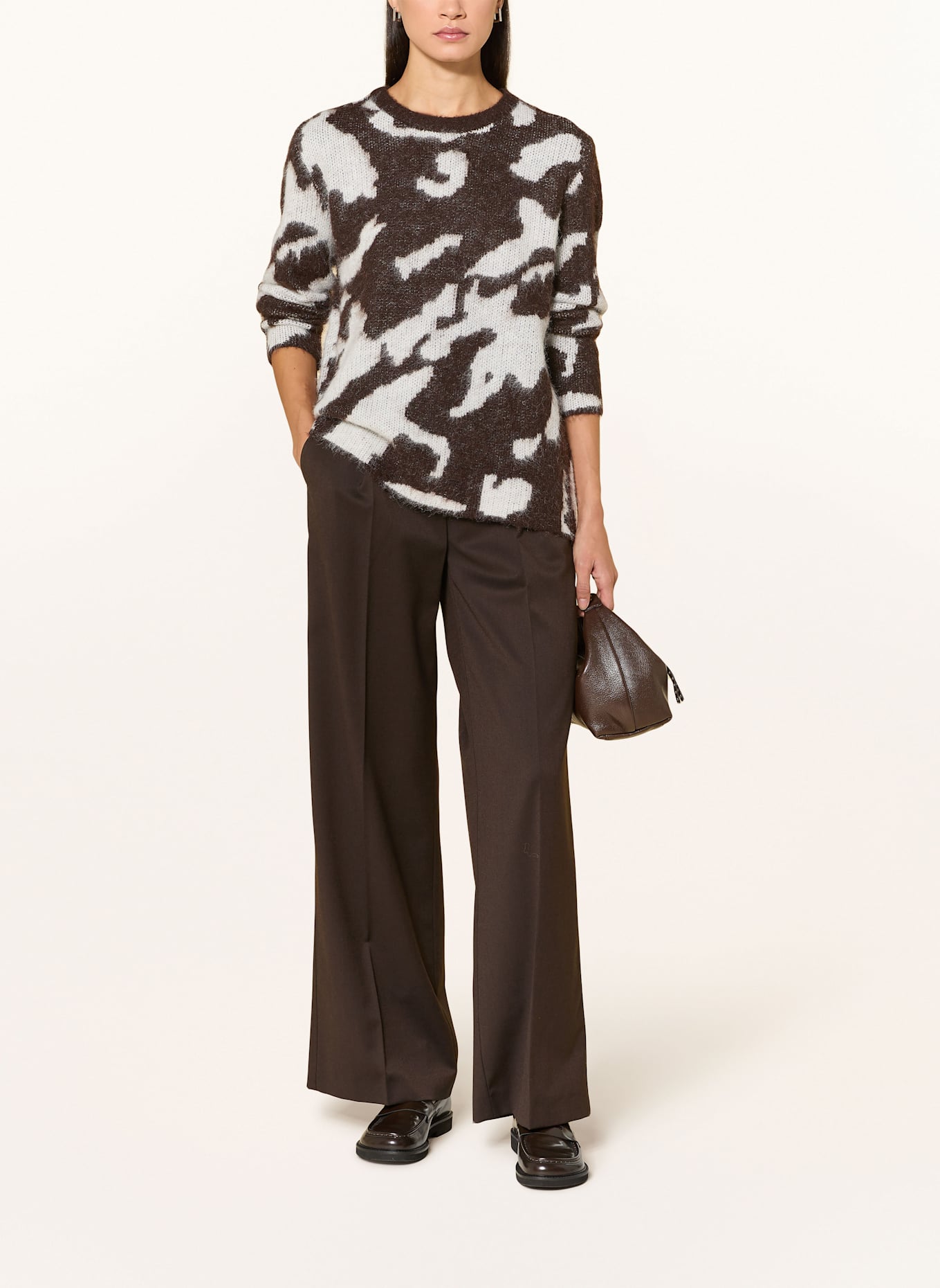 ONLY Pullover: DUNKELBRAUN / WEISS