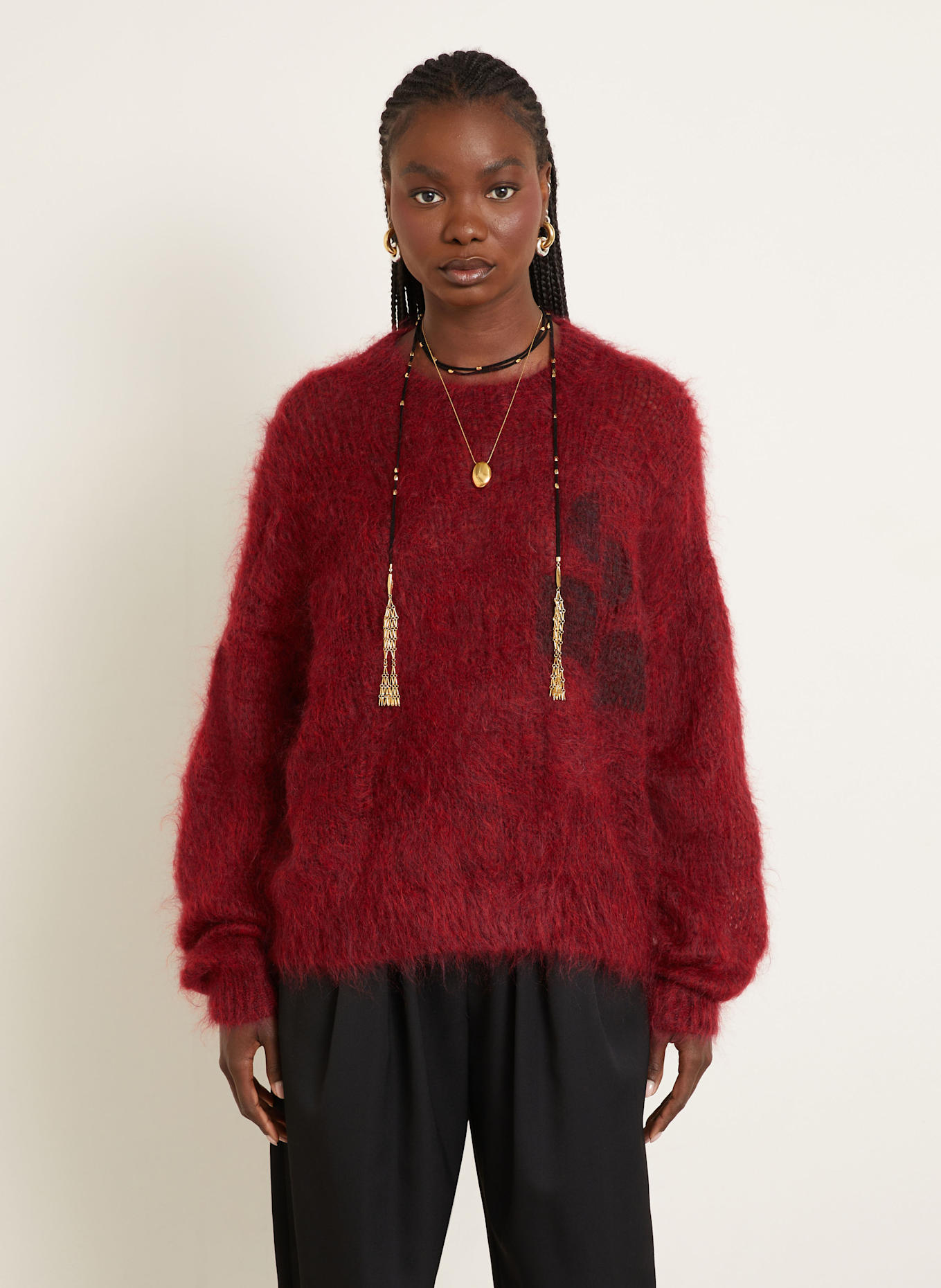 ISABEL MARANT Pullover: ROT / DUNKELGRAU