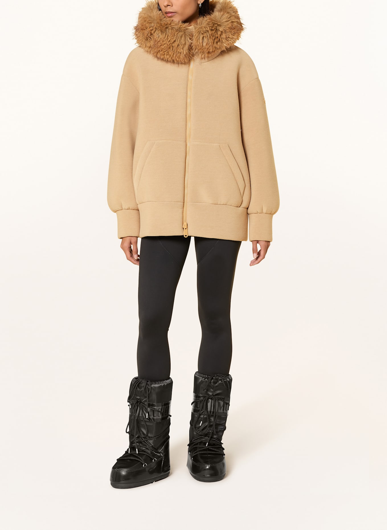 GOLDBERGH Oversized-Funktionsjacke LUCE mit abnehmbarem Kunstpelz: CAMEL