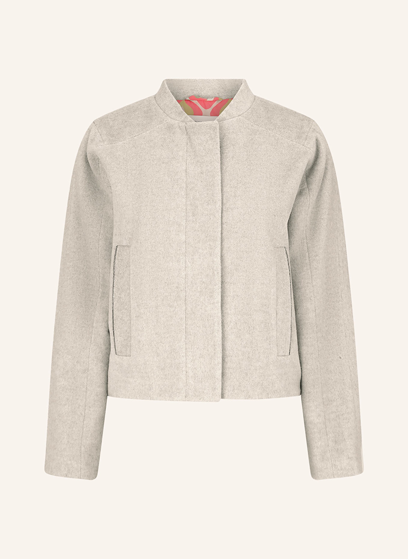 CARTOON Kastenjacke mit Schmucksteinen: HELLGRAU