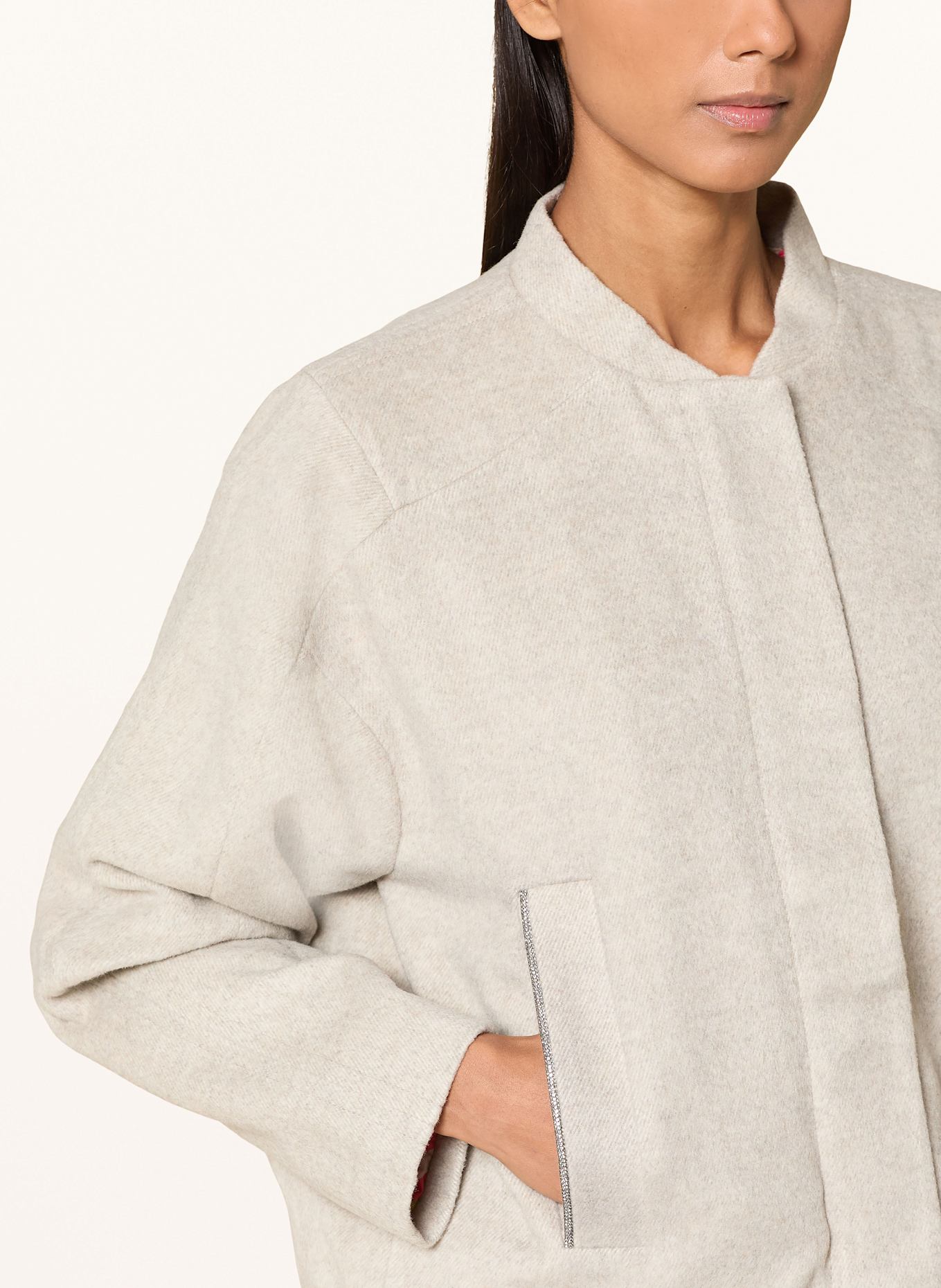 CARTOON Kastenjacke mit Schmucksteinen: HELLGRAU