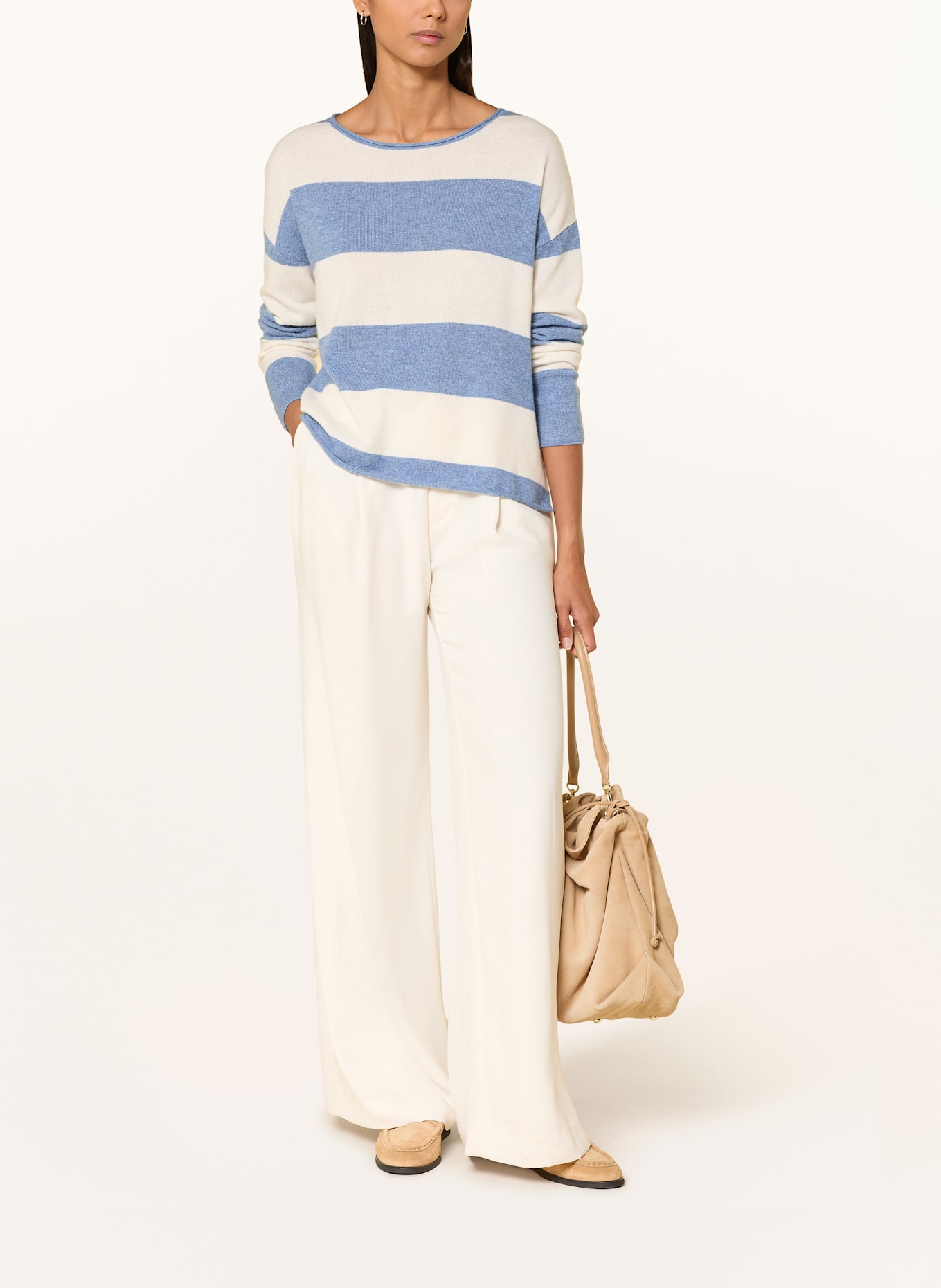 darling harbour Cashmere-Pullover: denim melange /creme