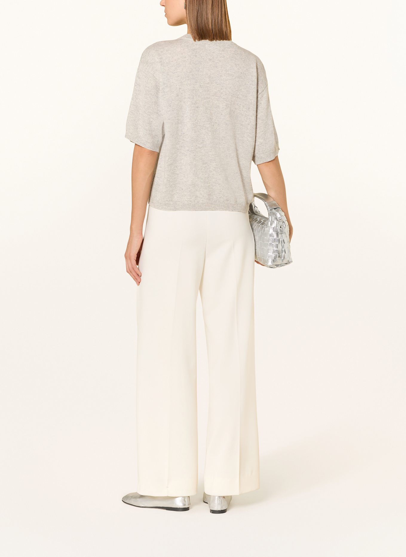 darling harbour Strickshirt aus Cashmere: HELLGRAU / CREME