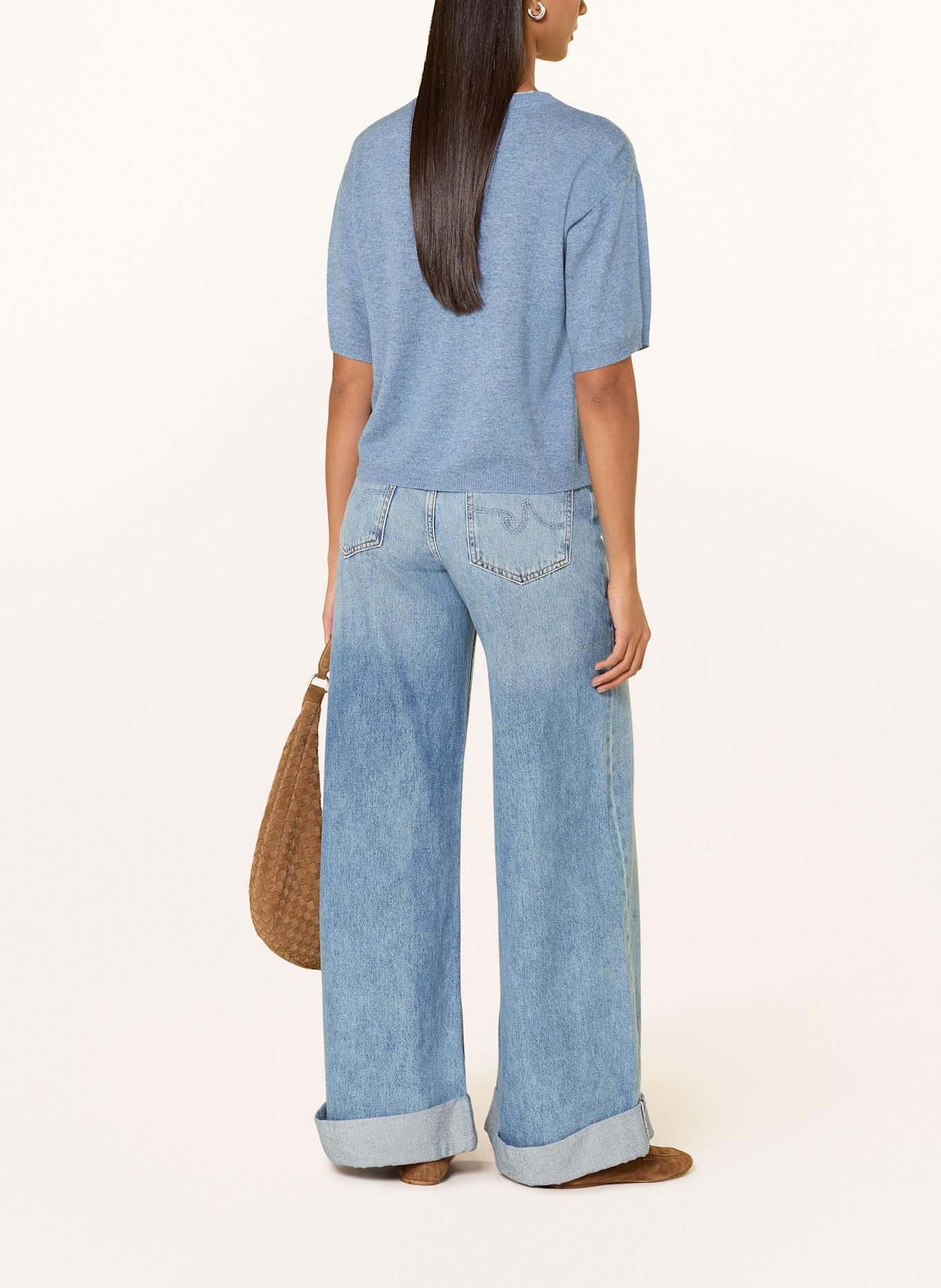 darling harbour Strickshirt aus Cashmere: denim melange / sky blue