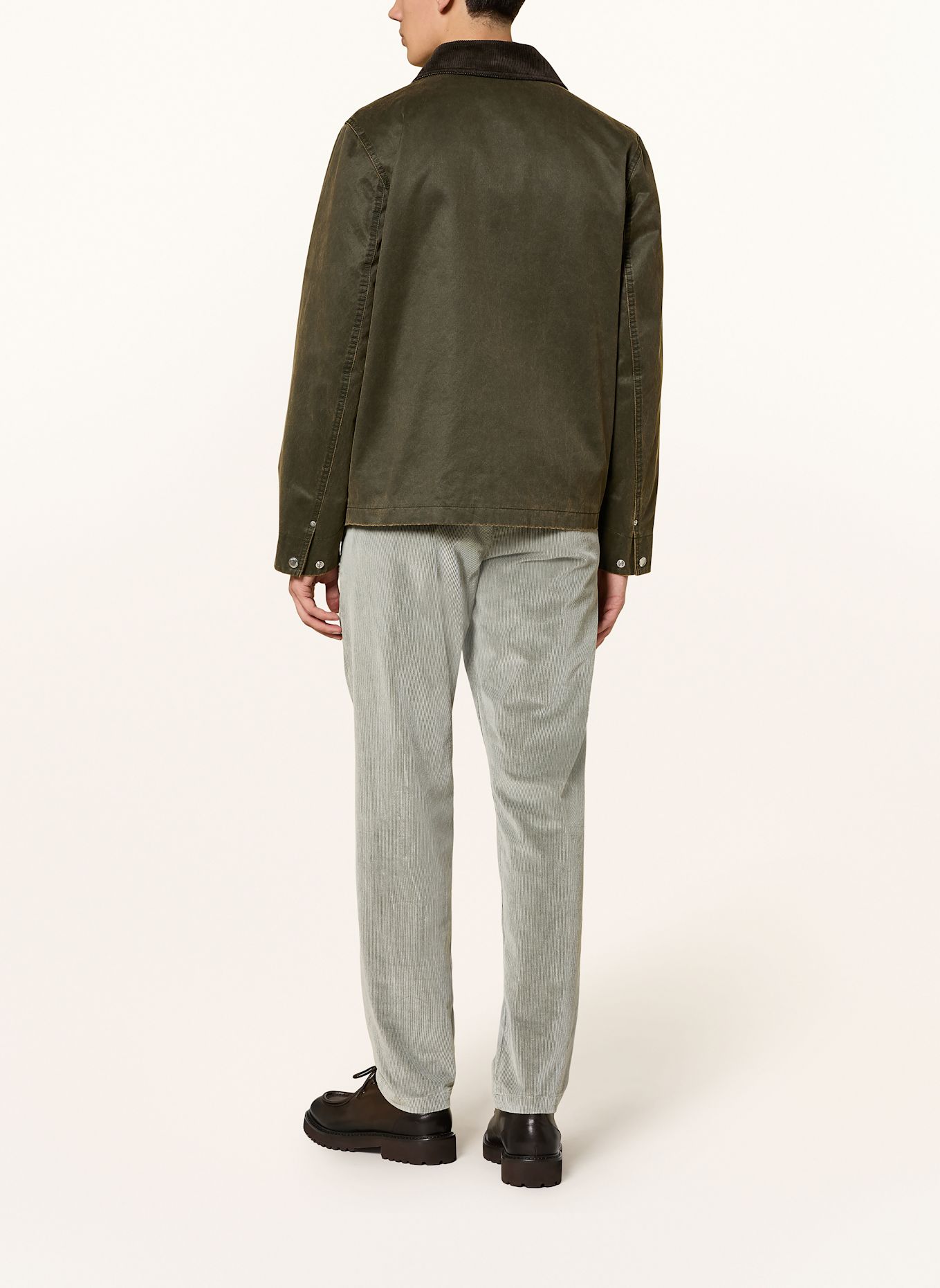 MYTHS Cordhose im Jogging-Stil Slim Fit: HELLGRÜN / GRAU