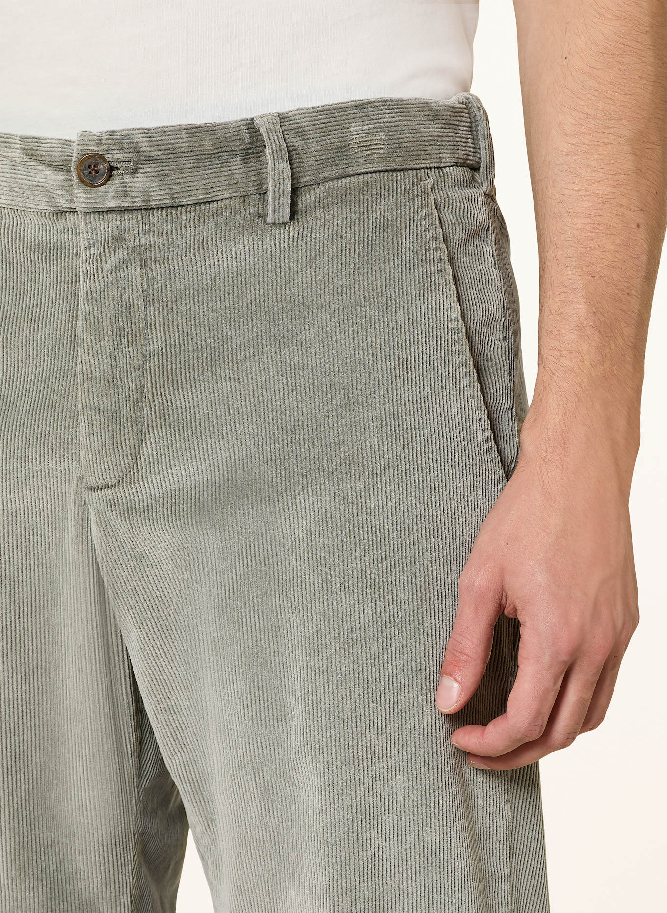 MYTHS Cordhose im Jogging-Stil Slim Fit: HELLGRÜN / GRAU