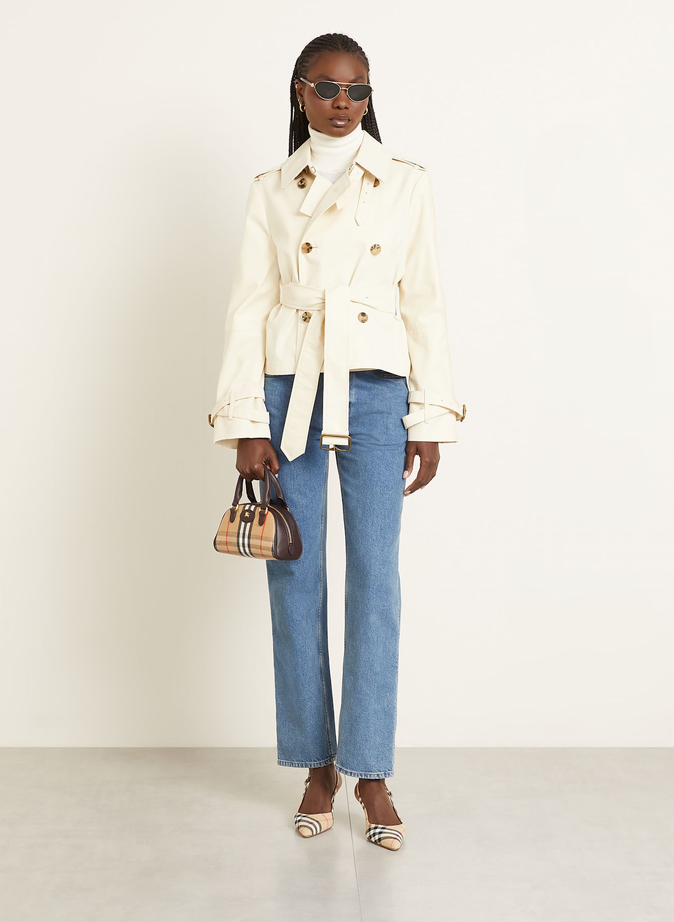 BURBERRY Handtasche HIGHLANDS SMALL: CAMEL / DUNKELBRAUN / ROT