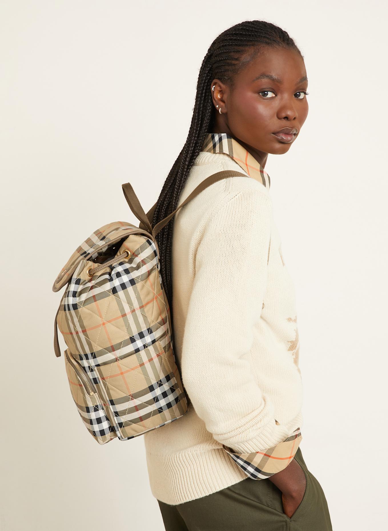 BURBERRY Rucksack HORSESHOE: BEIGE / SCHWARZ / ORANGE