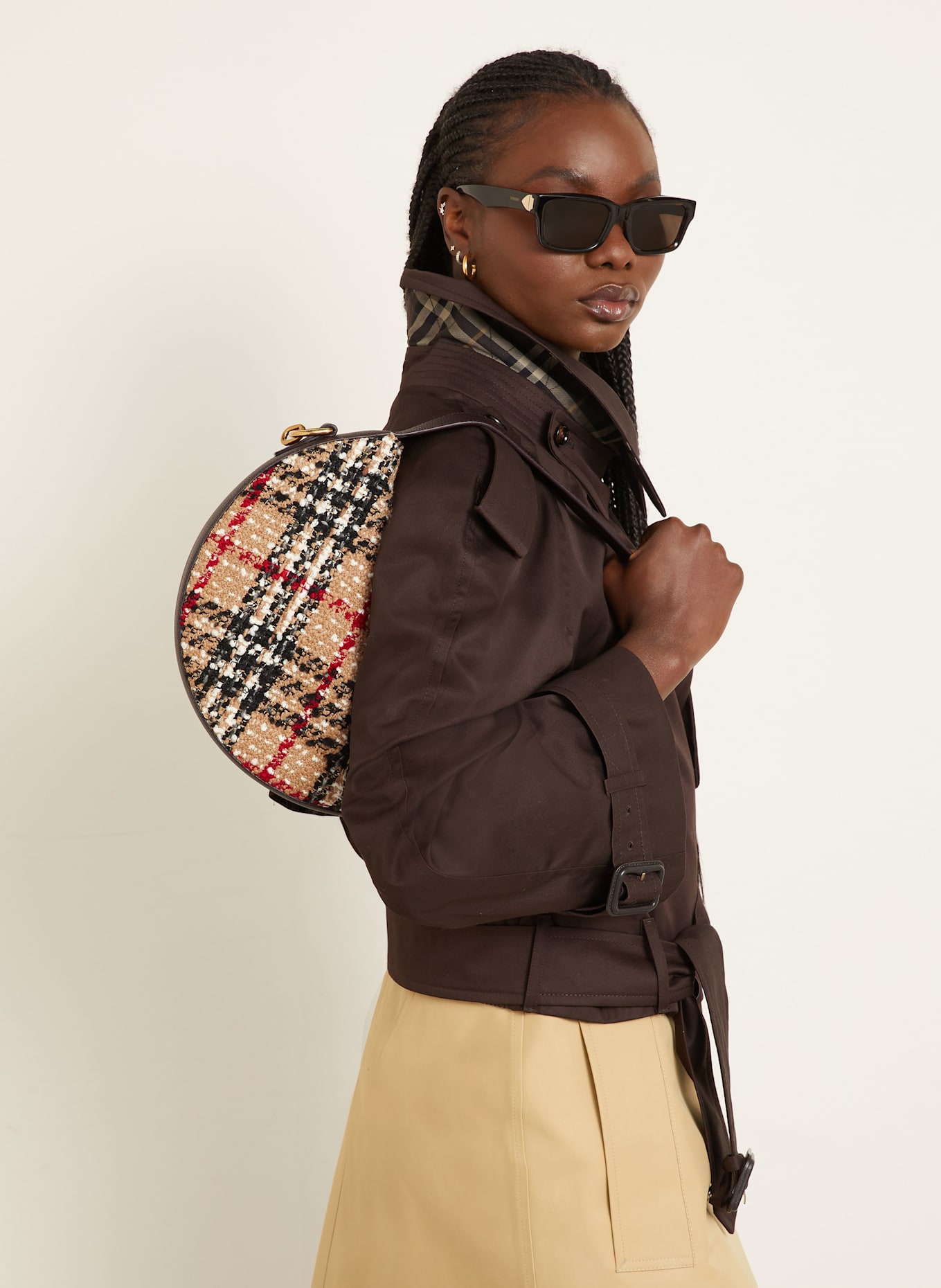 BURBERRY Shoulder bag KNIGHT ARC: DARK BROWN / CAMEL / RED