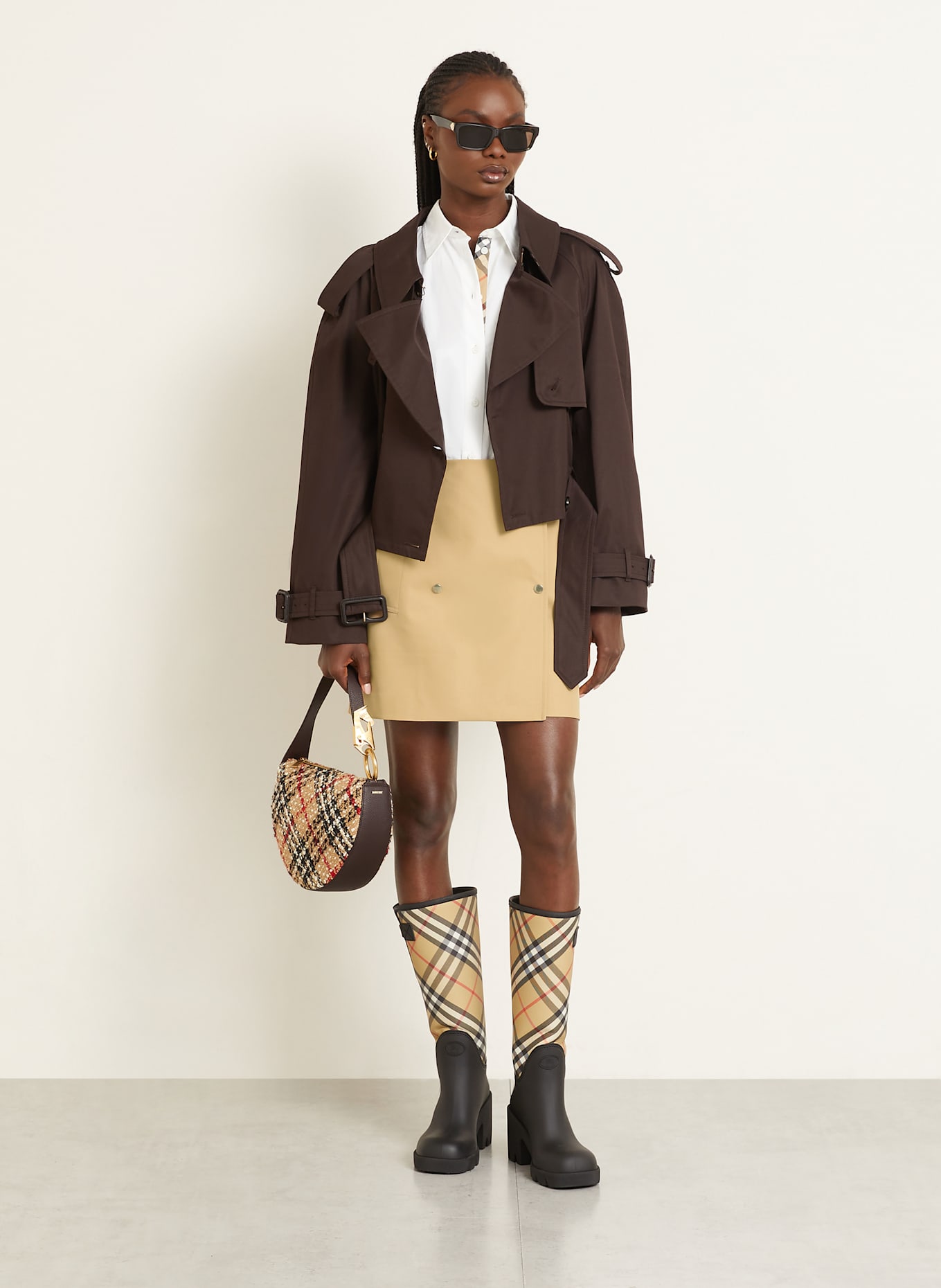 BURBERRY Shoulder bag KNIGHT ARC: DARK BROWN / CAMEL / RED