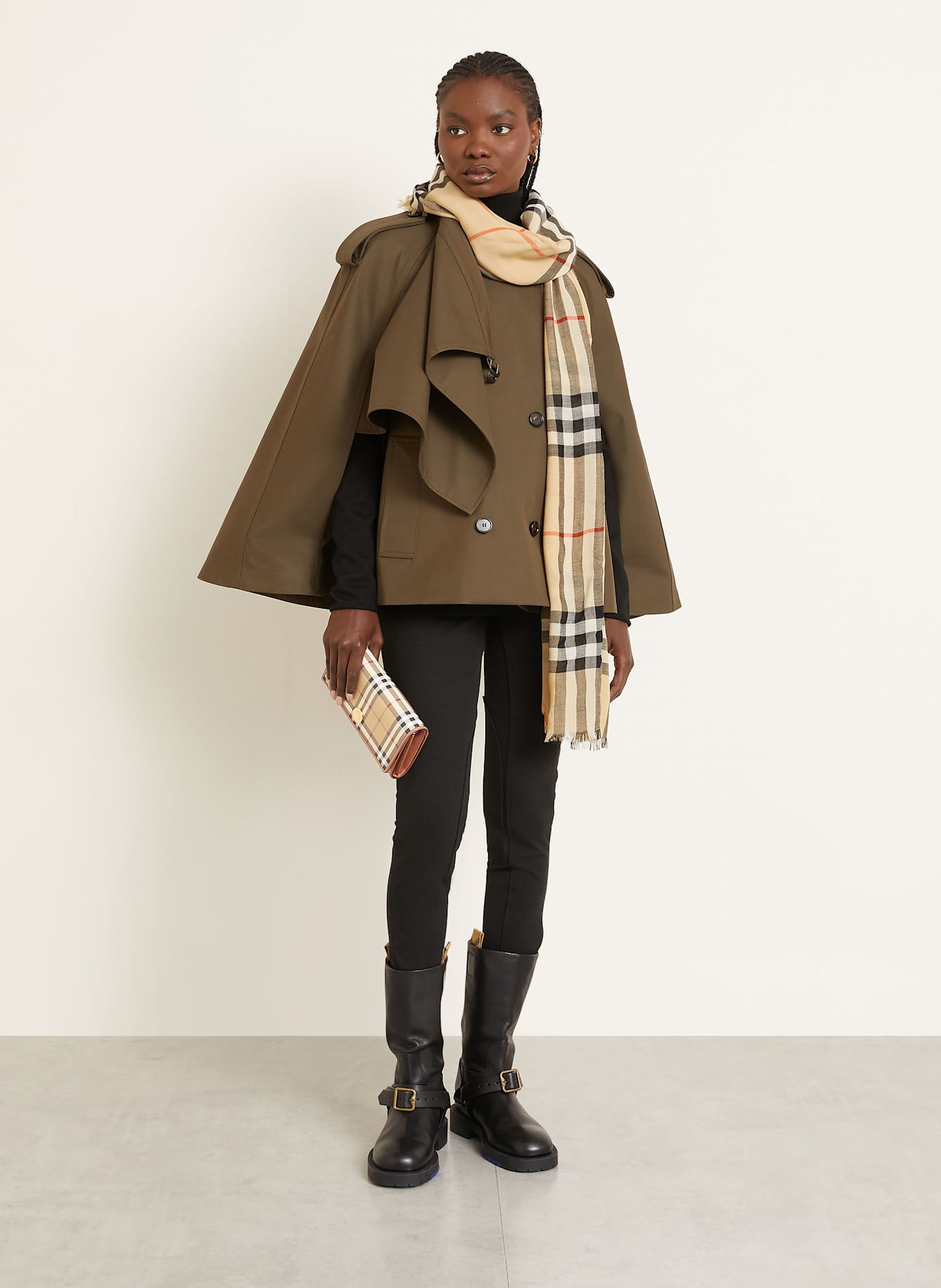 BURBERRY Geldbörse HANNAH zum Umhängen: BEIGE / SCHWARZ / ROT