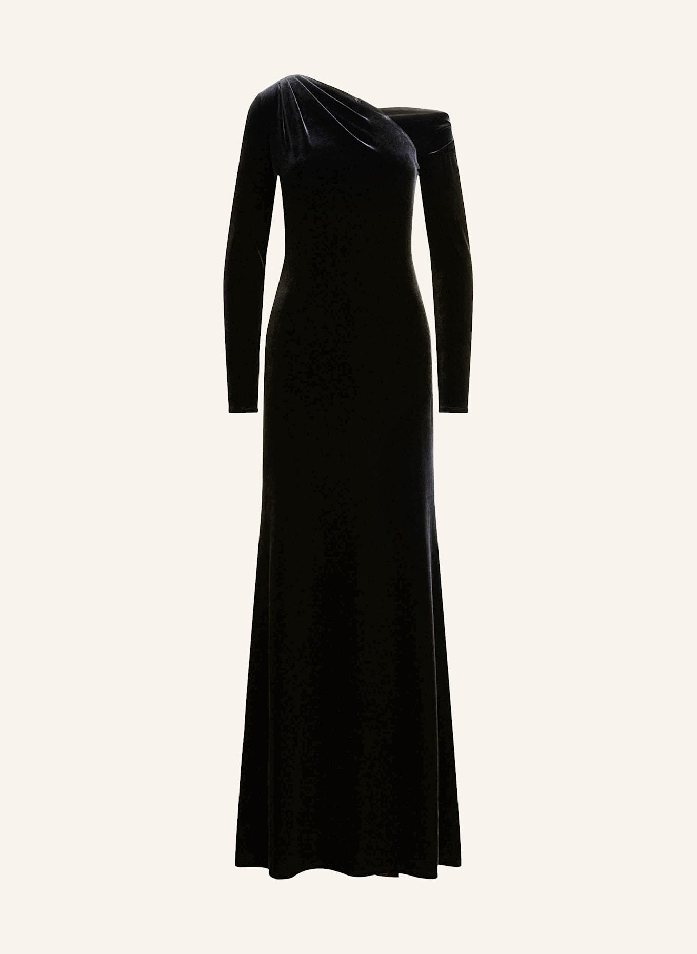 LAUREN RALPH LAUREN Abendkleid aus Samt: SCHWARZ