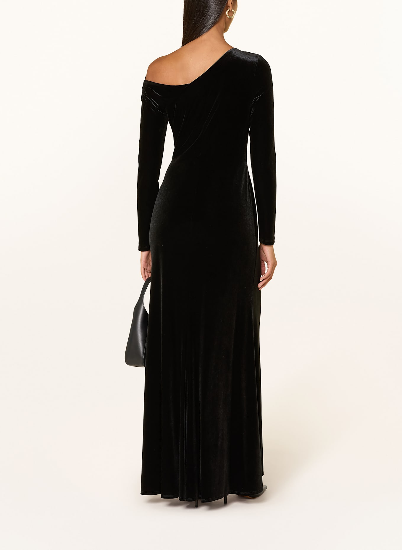 LAUREN RALPH LAUREN Abendkleid aus Samt: SCHWARZ