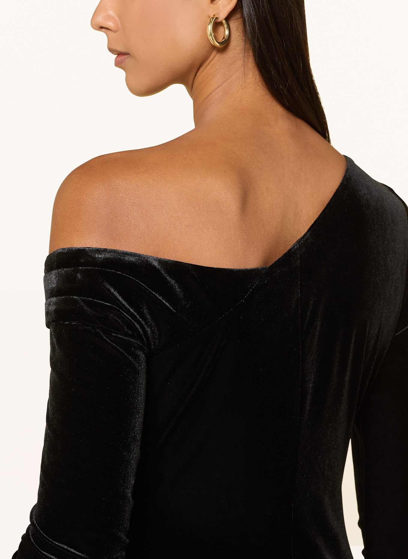 LAUREN RALPH LAUREN Abendkleid aus Samt: SCHWARZ