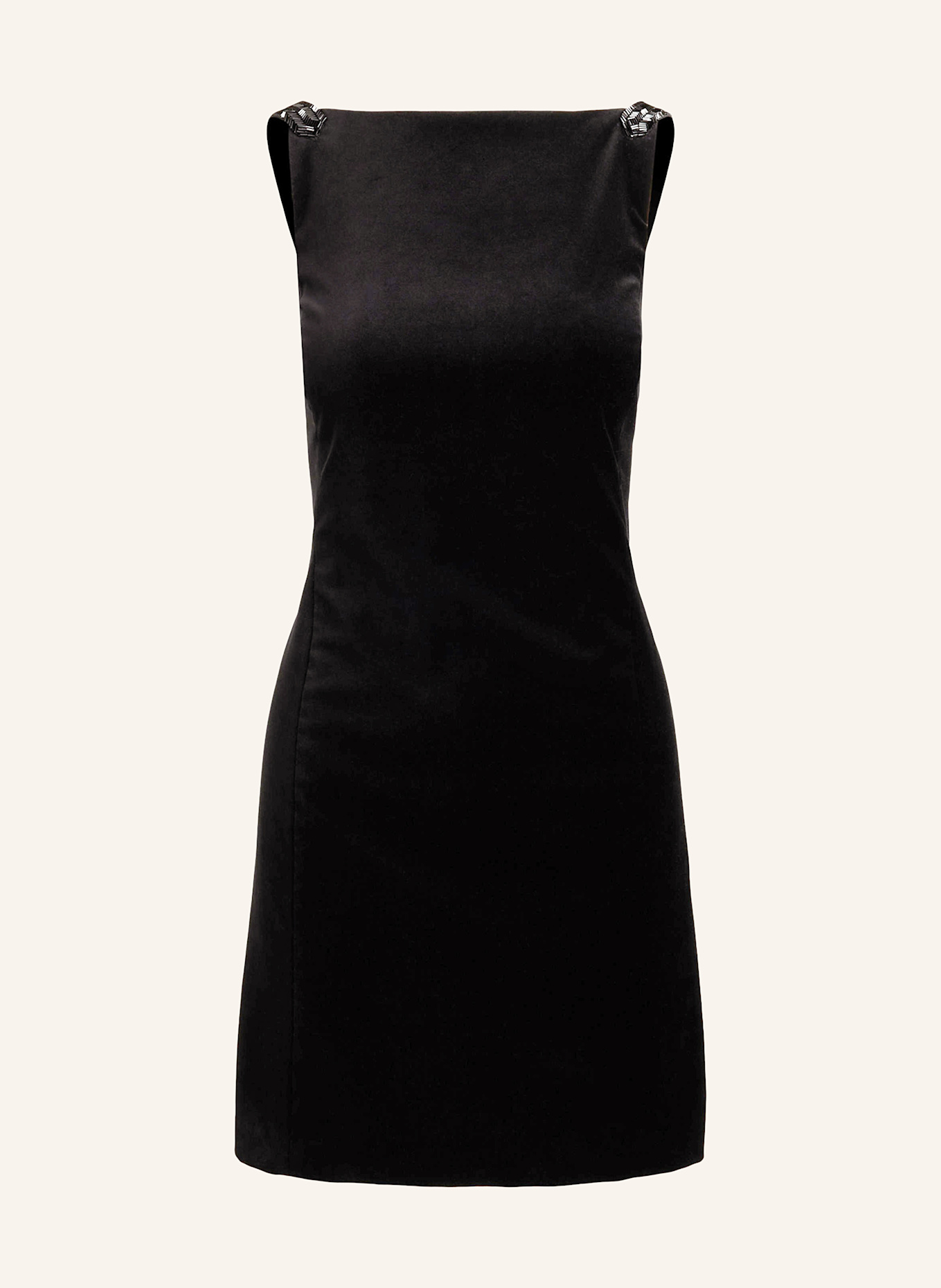 LAUREN RALPH LAUREN Cocktailkleid aus Samt mit Schmucksteinen: SCHWARZ