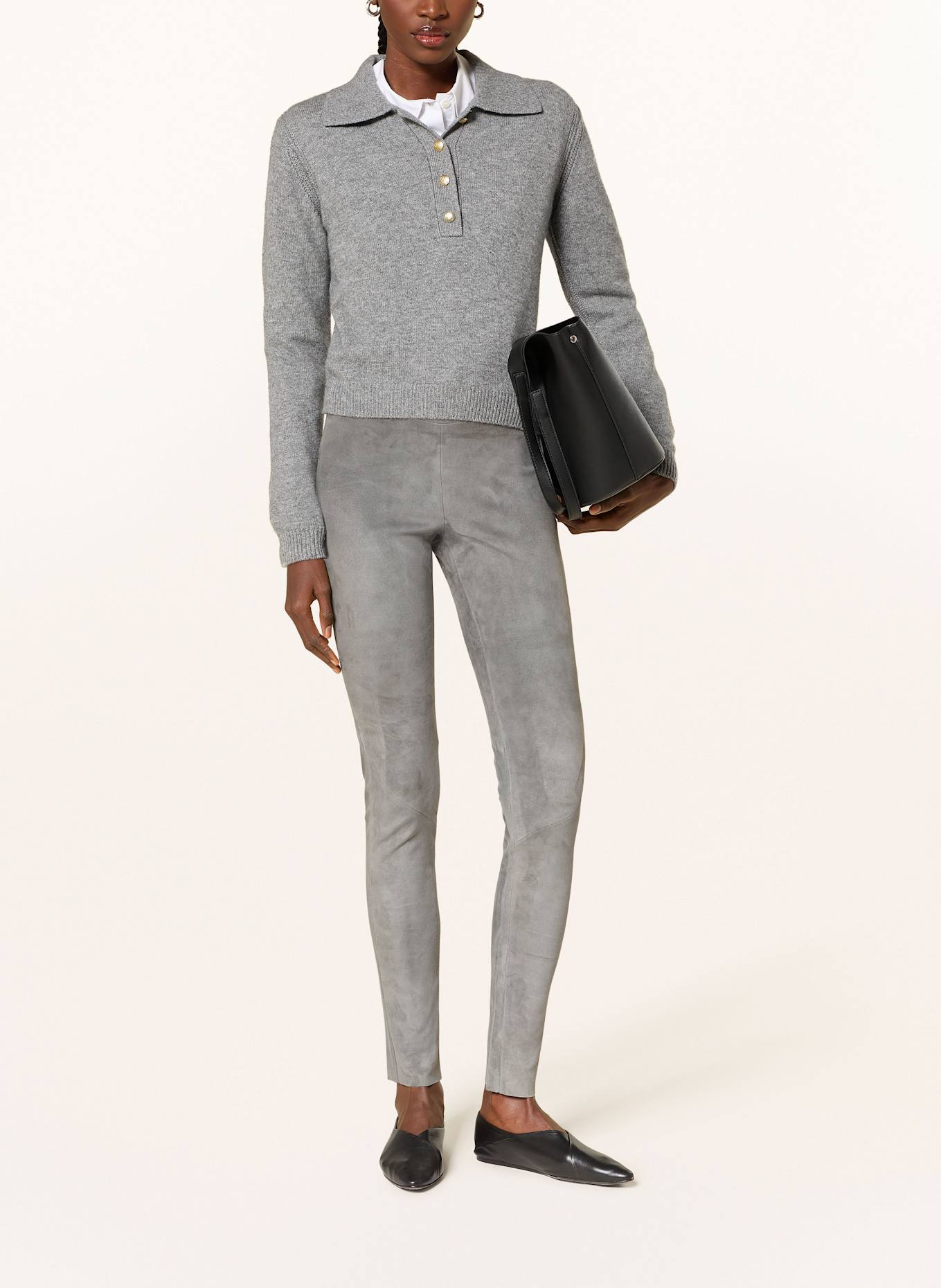 ARMA Pantalon en cuir ROCHE: GRIS
