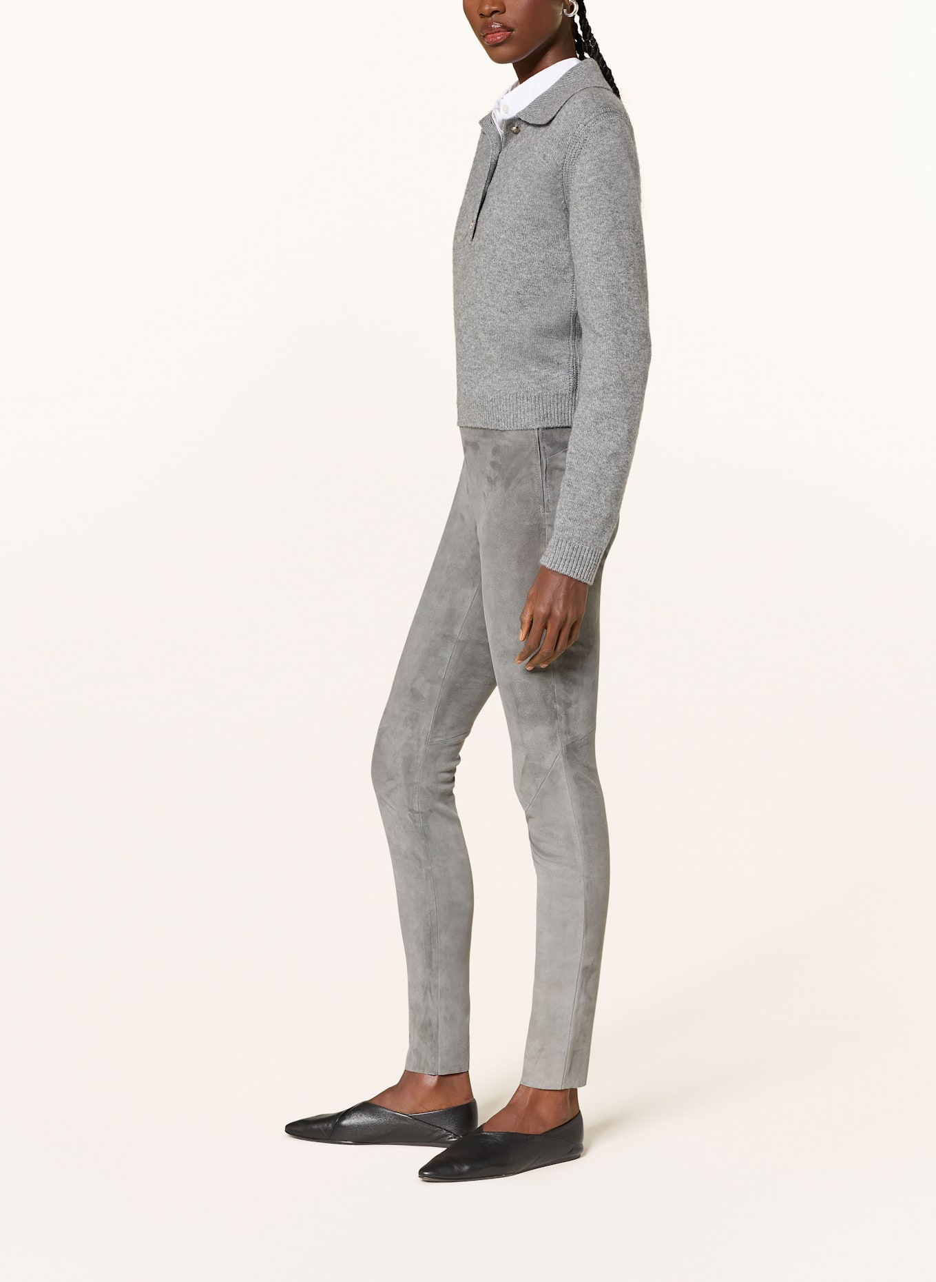 ARMA Pantalon en cuir ROCHE: GRIS