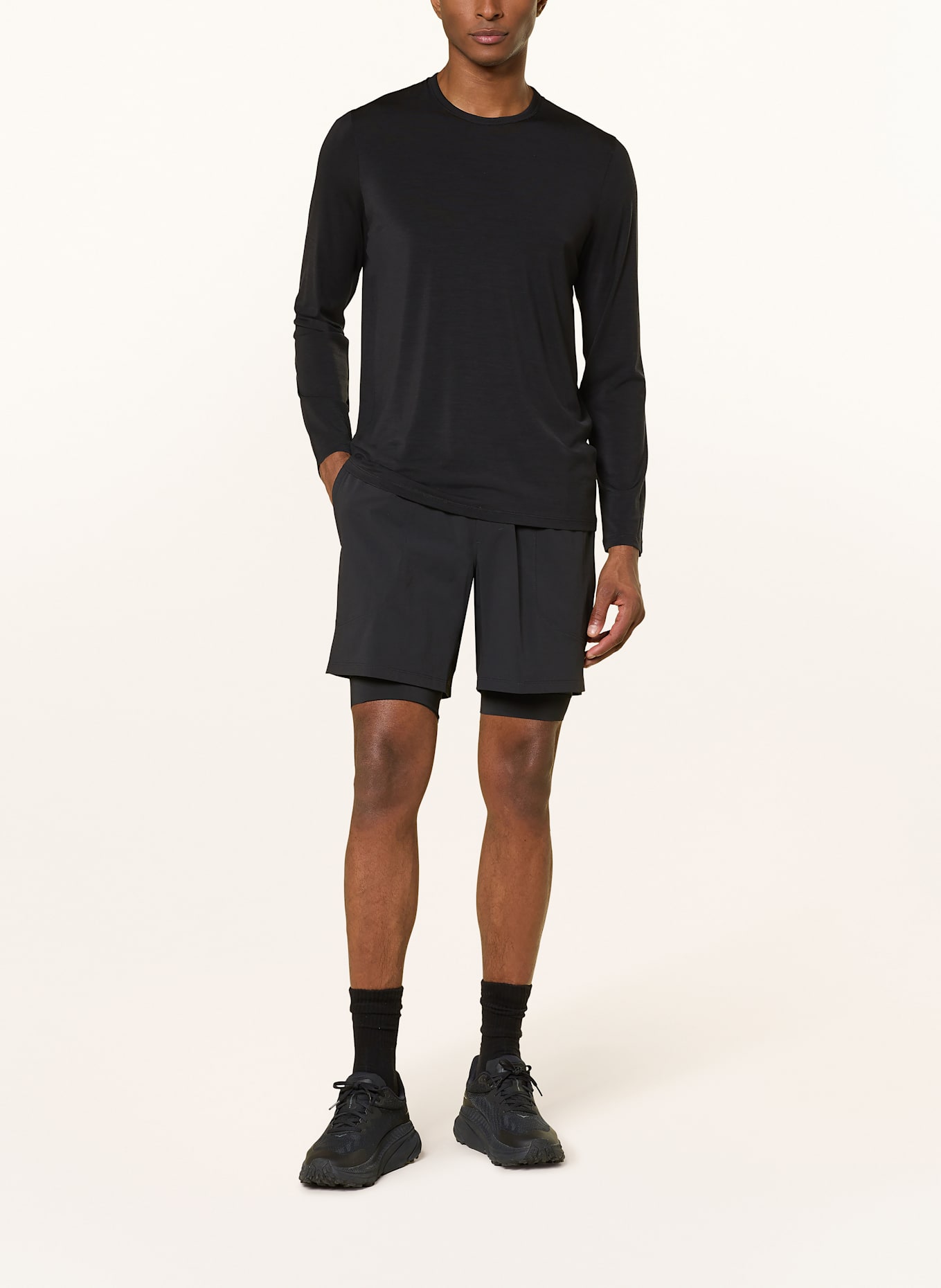 lululemon Laufshirt RUN CREE mit Merinowolle: SCHWARZ