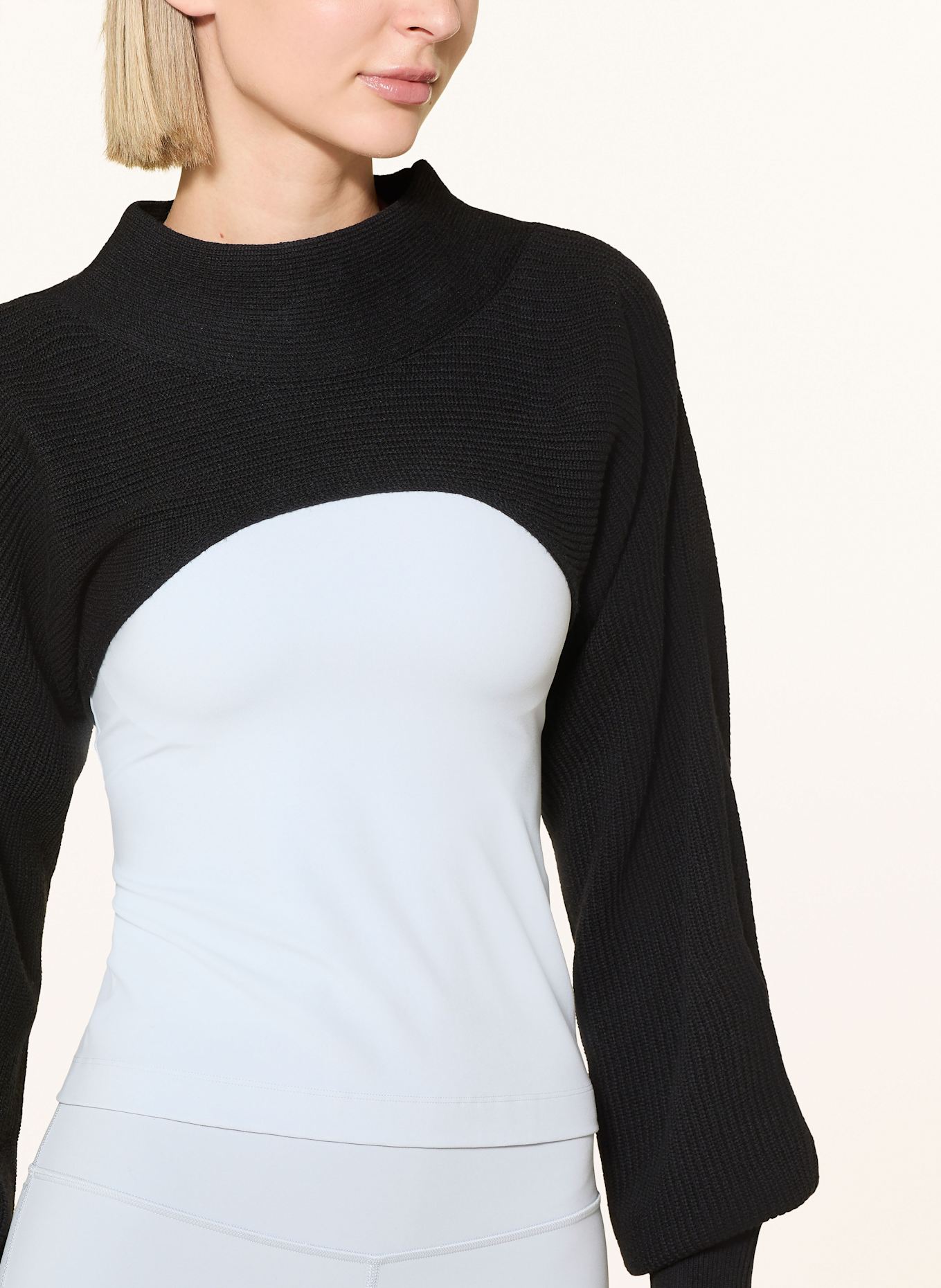 lululemon Cropped-Pullover COTTON-BLEND MOCKNECK KNIT SHRUG: SCHWARZ