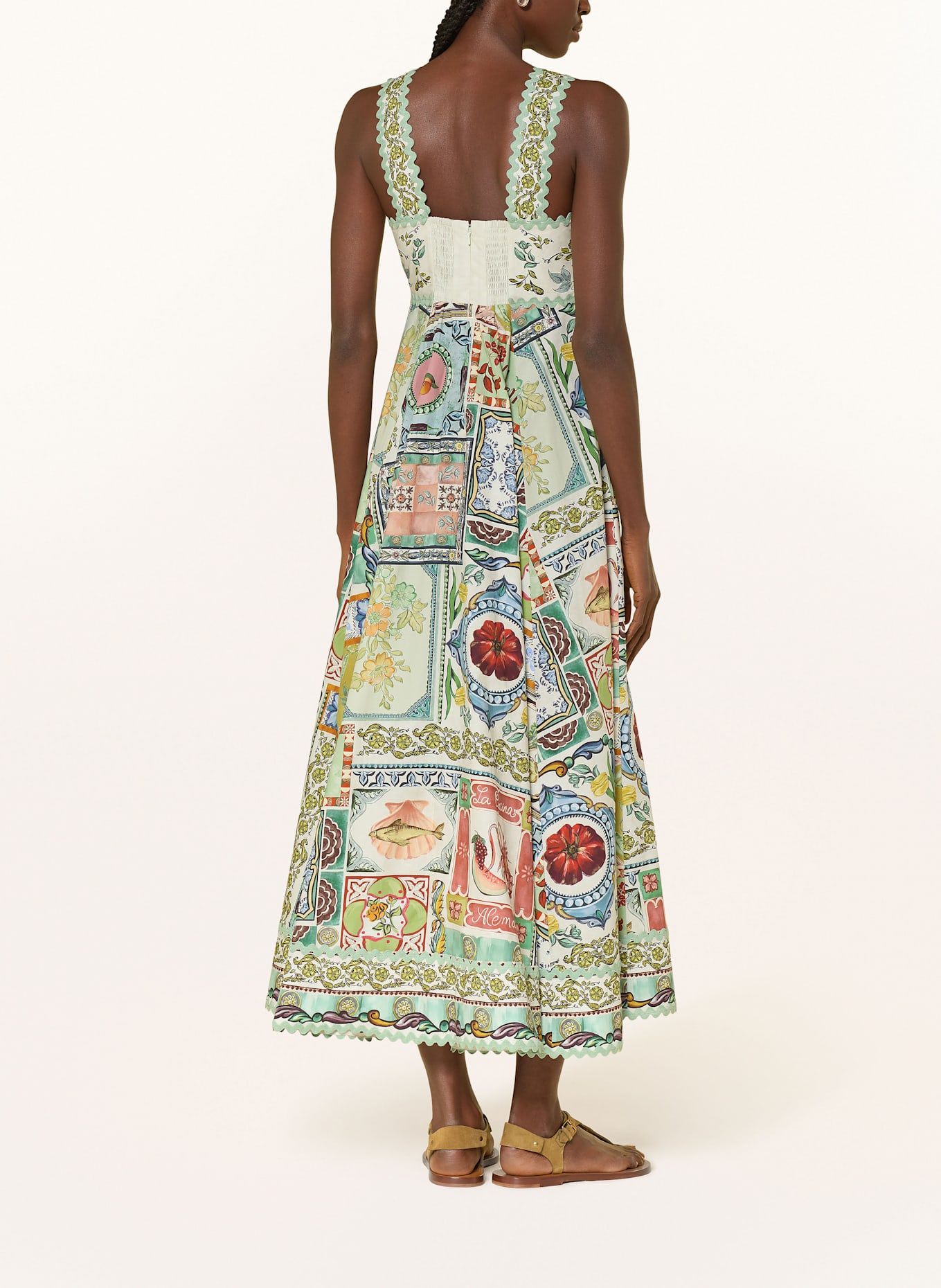 ALÉMAIS Kleid TOMMASINA: CREME / HELLGRÜN / HELLROT