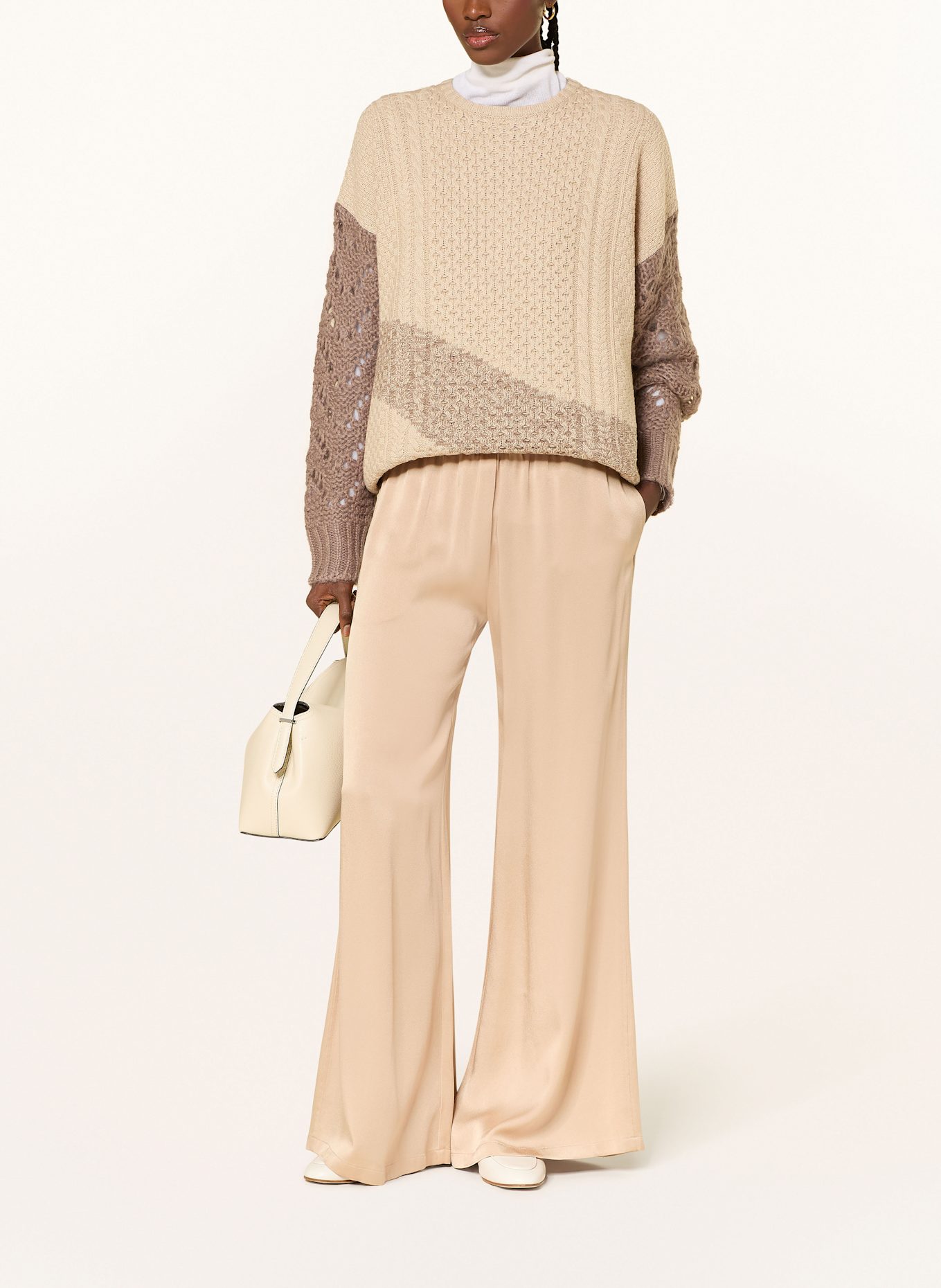 FABIANA FILIPPI Pullover: HELLBRAUN / DUNKELBRAUN