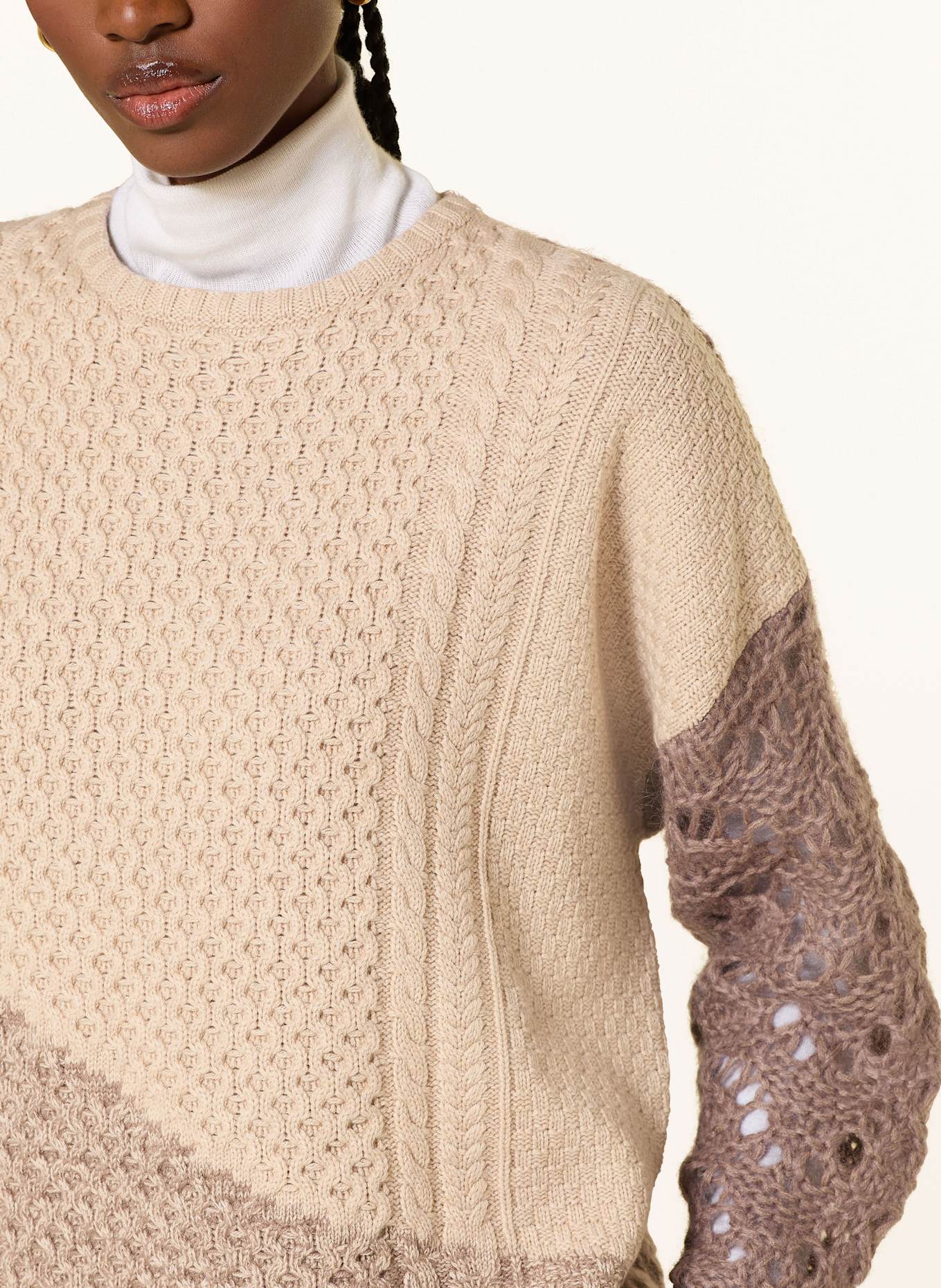 FABIANA FILIPPI Pullover: HELLBRAUN / DUNKELBRAUN