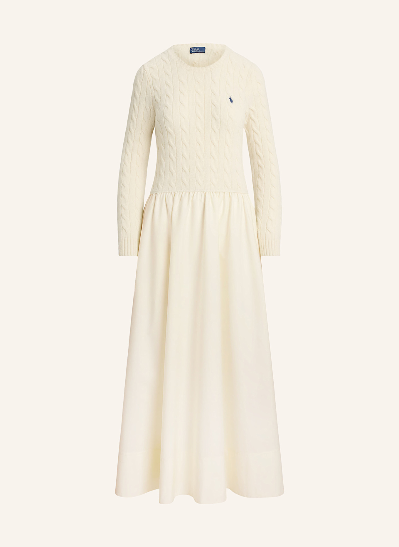 POLO RALPH LAUREN Kleid im Materialmix: CREME