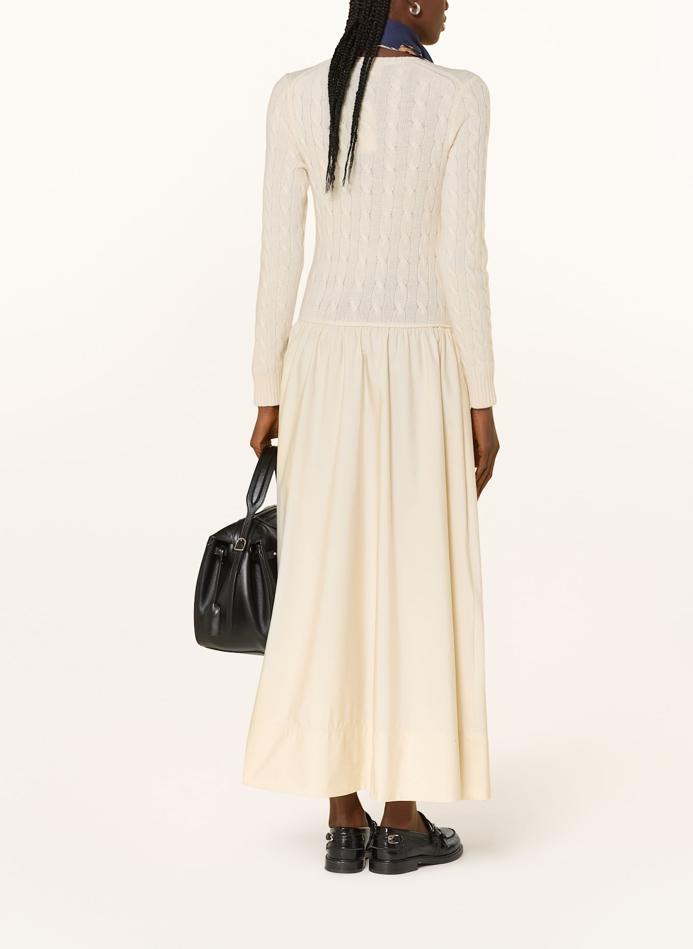 POLO RALPH LAUREN Kleid im Materialmix: CREME