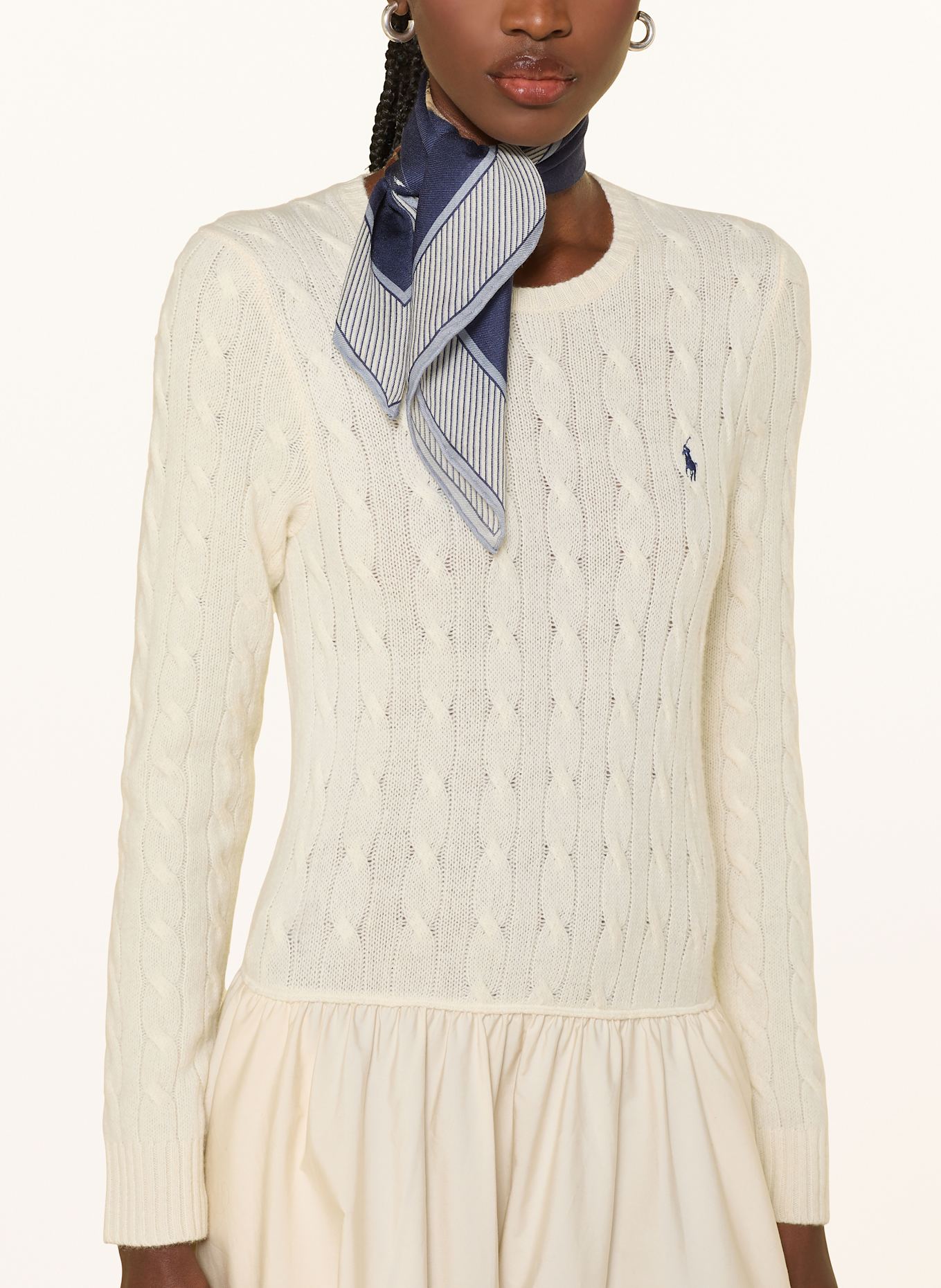 POLO RALPH LAUREN Kleid im Materialmix: CREME