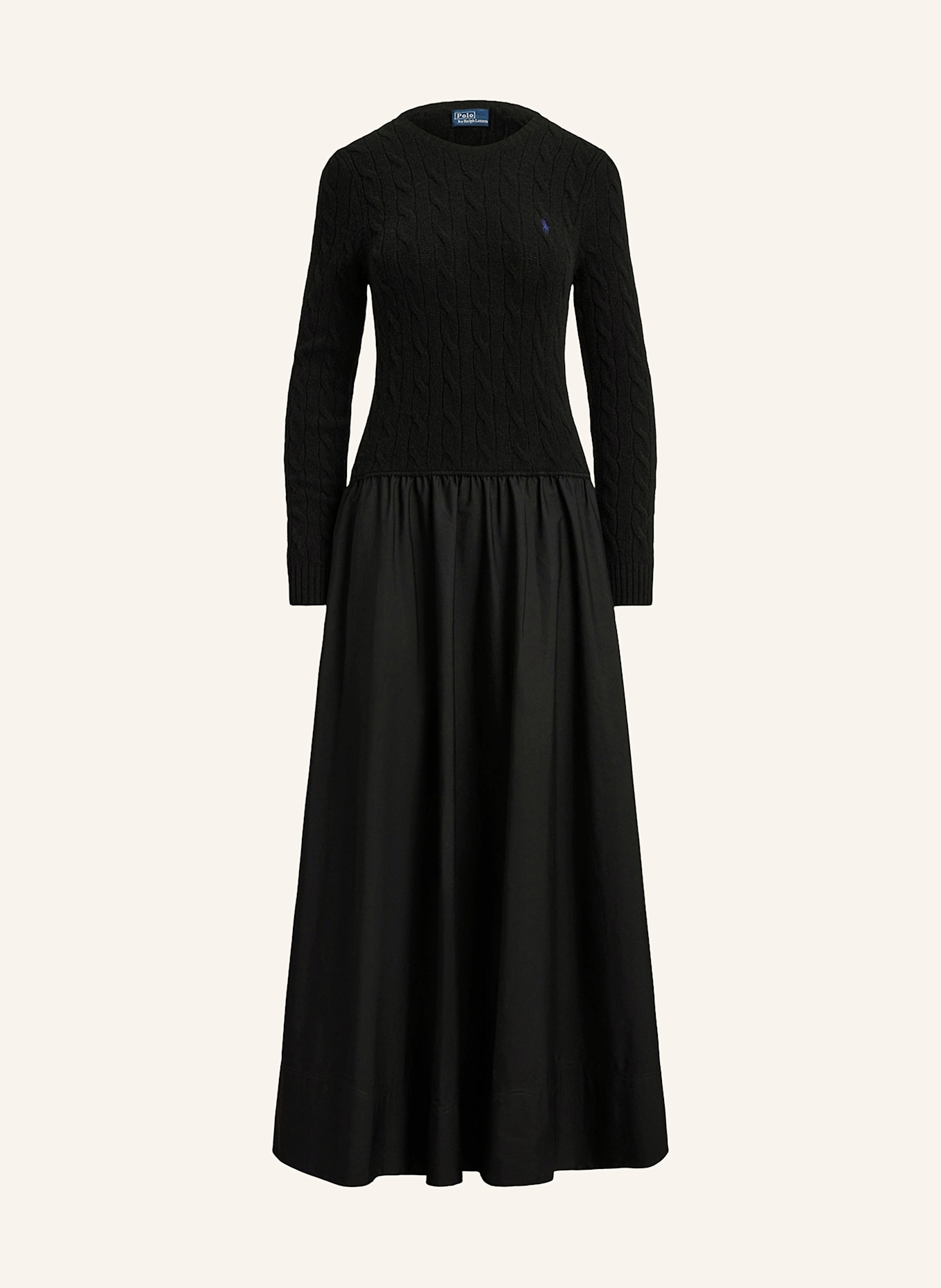 POLO RALPH LAUREN Kleid im Materialmix: SCHWARZ