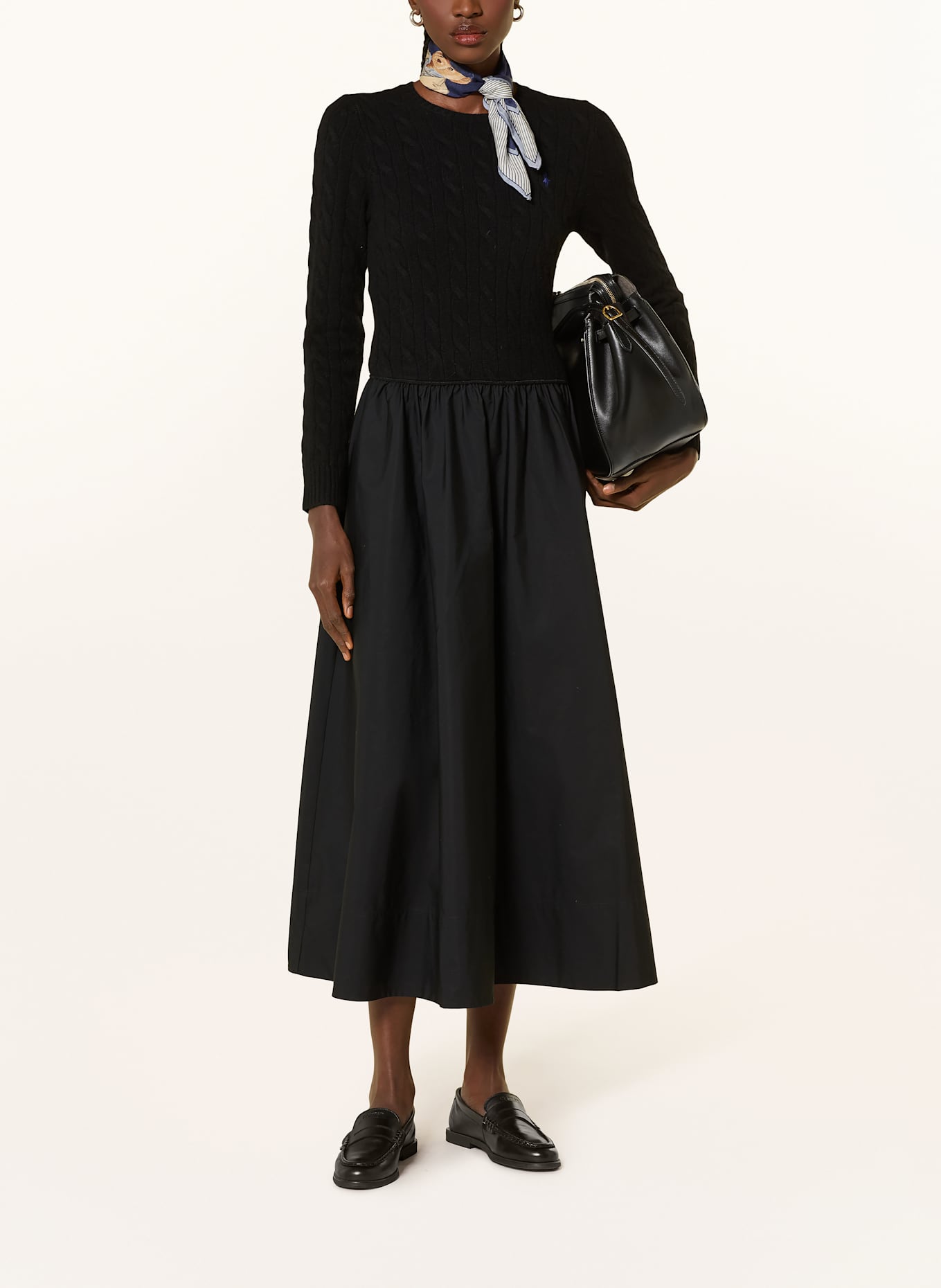 POLO RALPH LAUREN Kleid im Materialmix: SCHWARZ